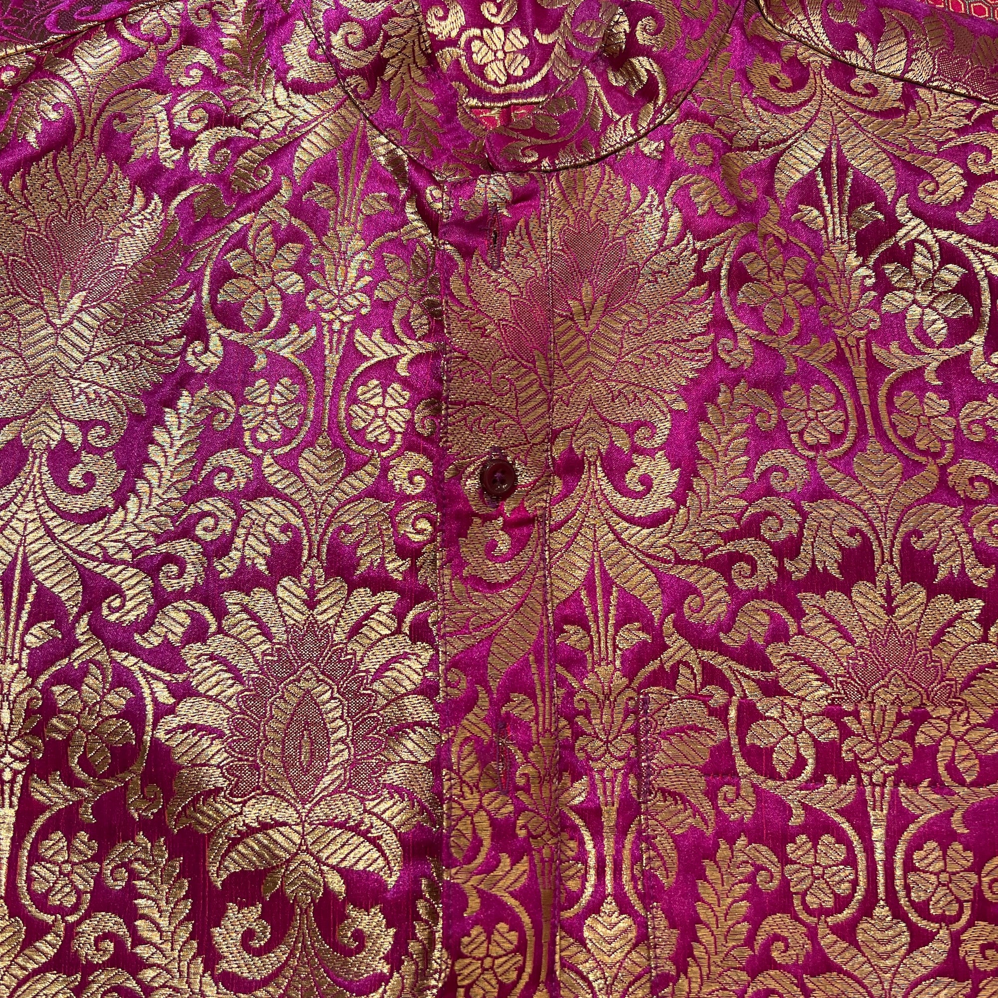 Fuchsia Brocade Kurta- Size 32 - Vintage India NYC