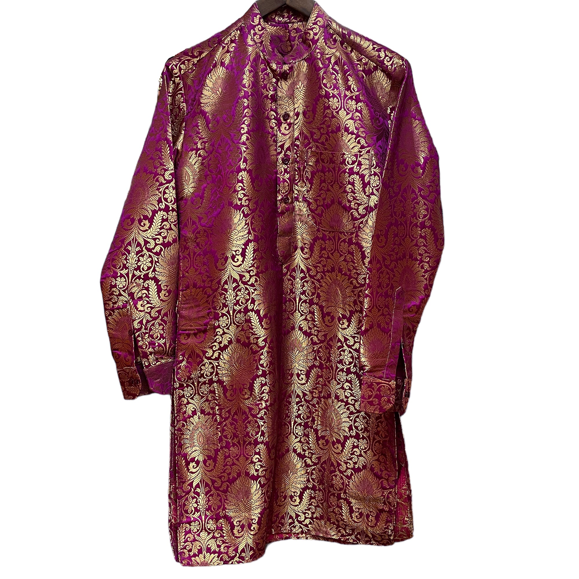 Fuchsia Brocade Kurta- Size 32 - Vintage India NYC