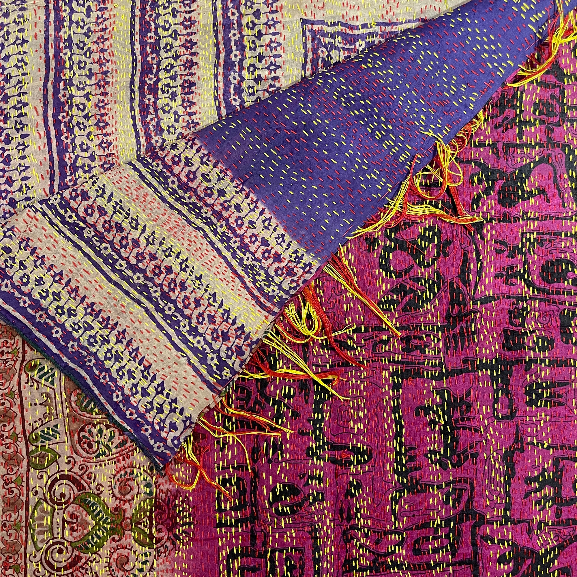 Silk Kantha Stoles - Vintage India NYC