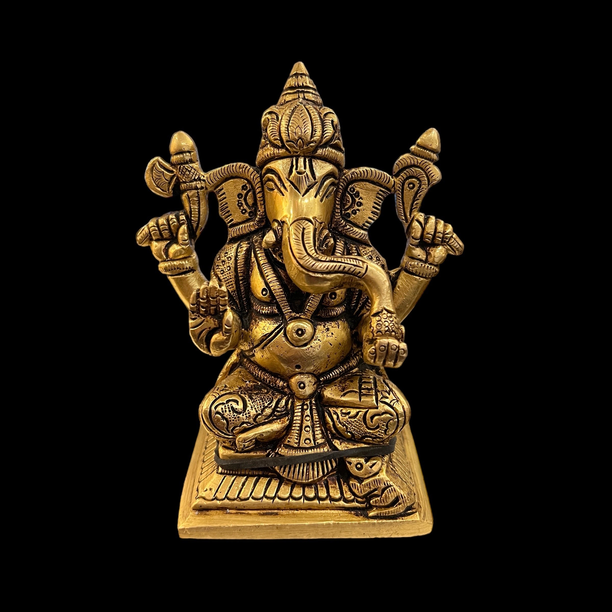 GM Bronze Ganesh 636 Statue - Vintage India NYC