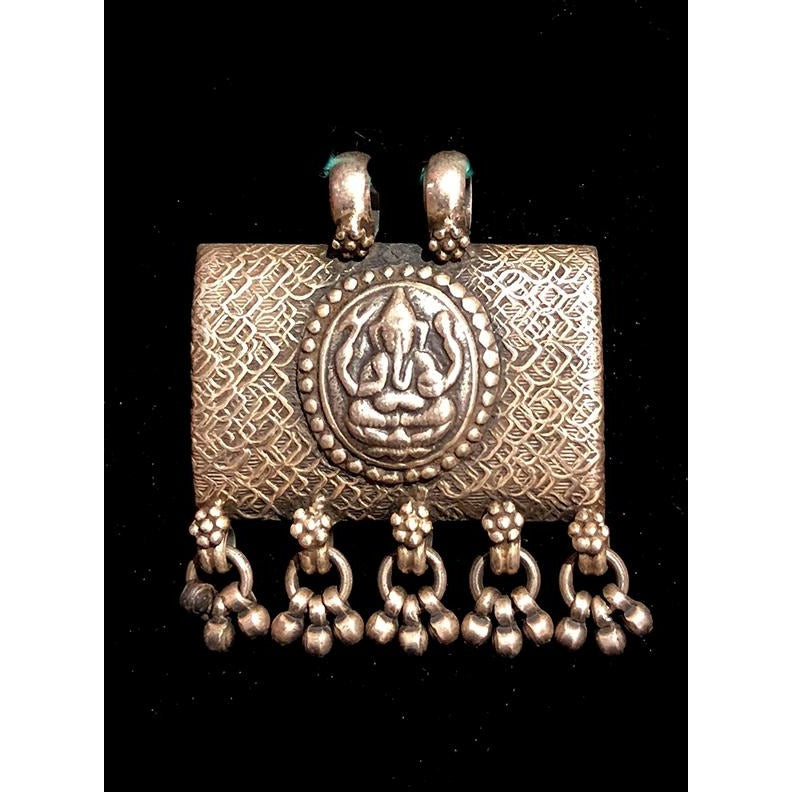 Large Silver Ganesh Pendant 150 - Vintage India NYC
