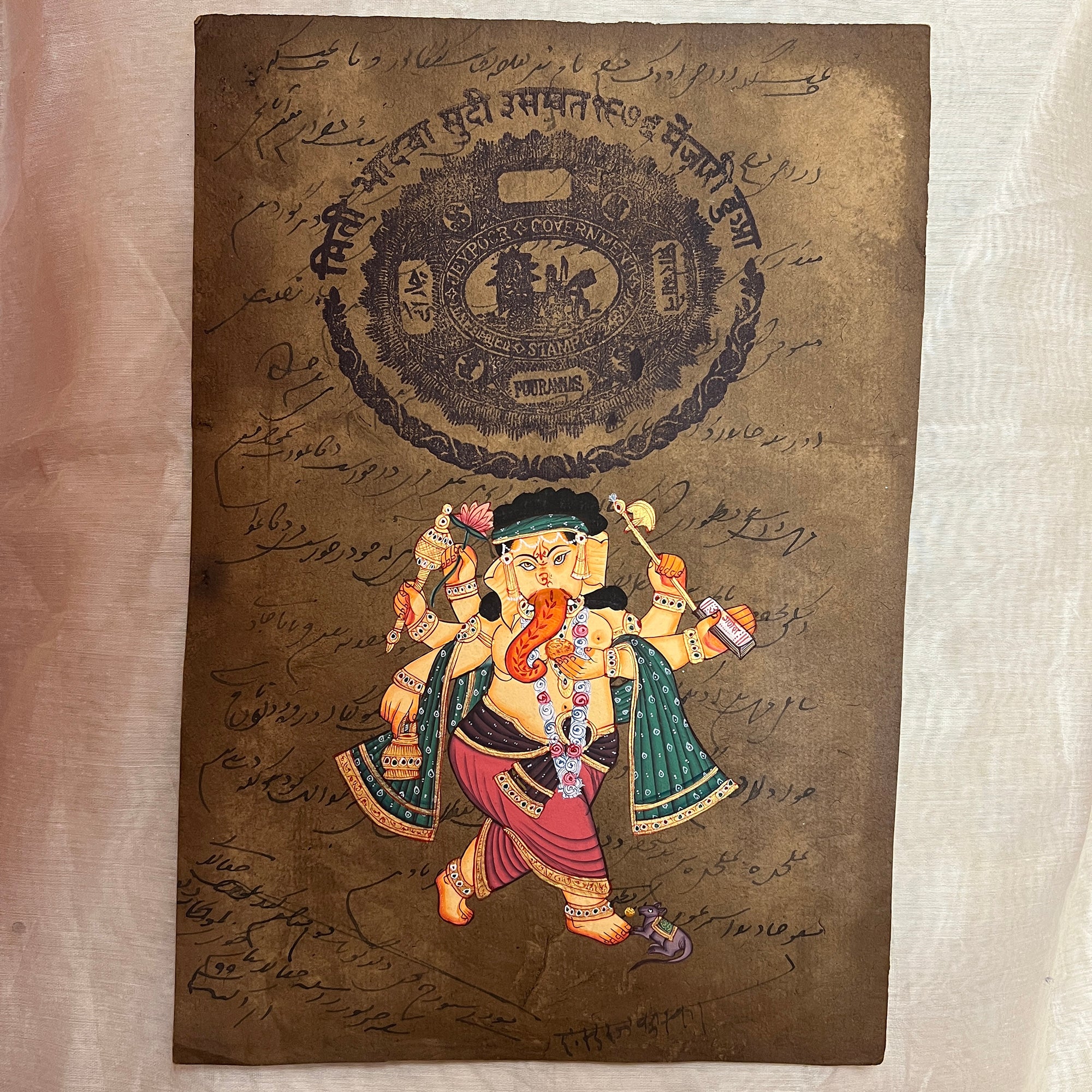 Vintage Hand Painted Standing Ganesh Paintings - Vintage India NYC