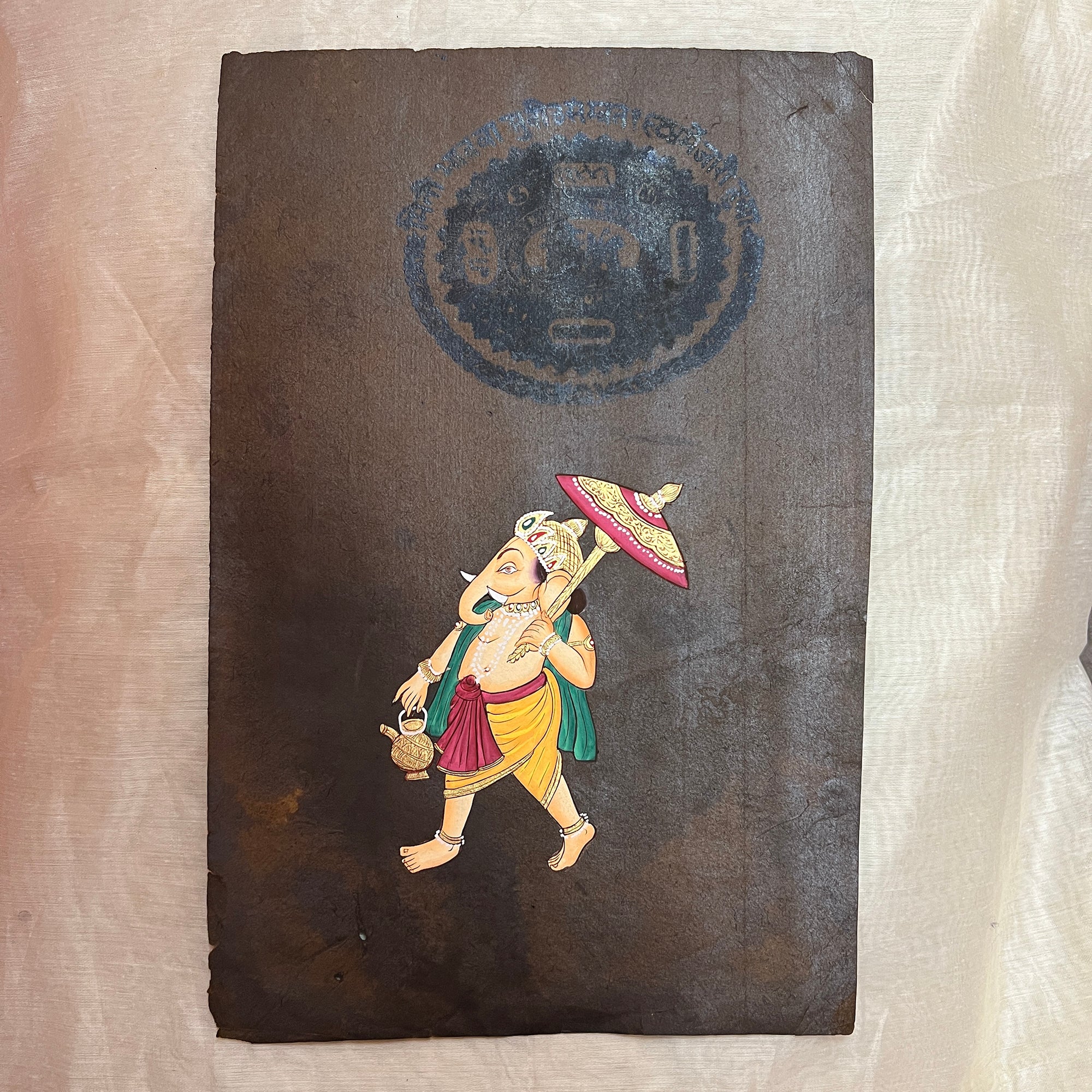 Vintage Hand Painted Standing Ganesh Paintings - Vintage India NYC