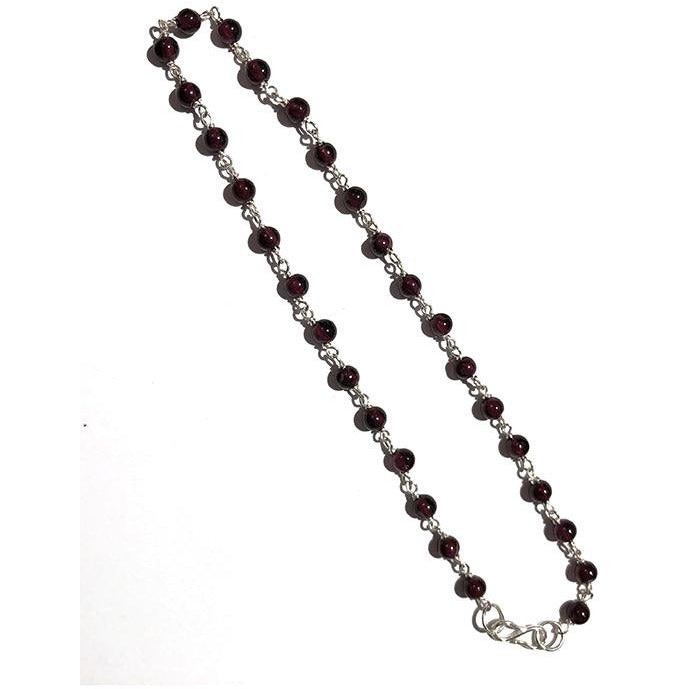 VD Garnet Silver Ankle Bracelet - Vintage India NYC