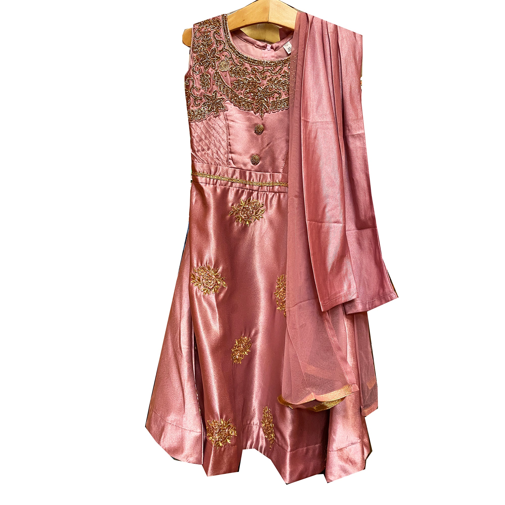 Girls Rose Pink Anarkali - Vintage India NYC