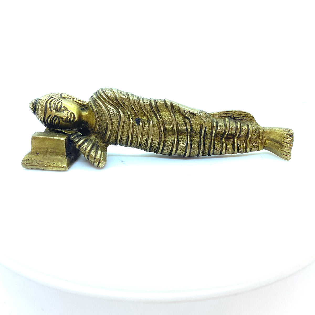 GM Brass Reclining Buddha 6 in - Vintage India NYC