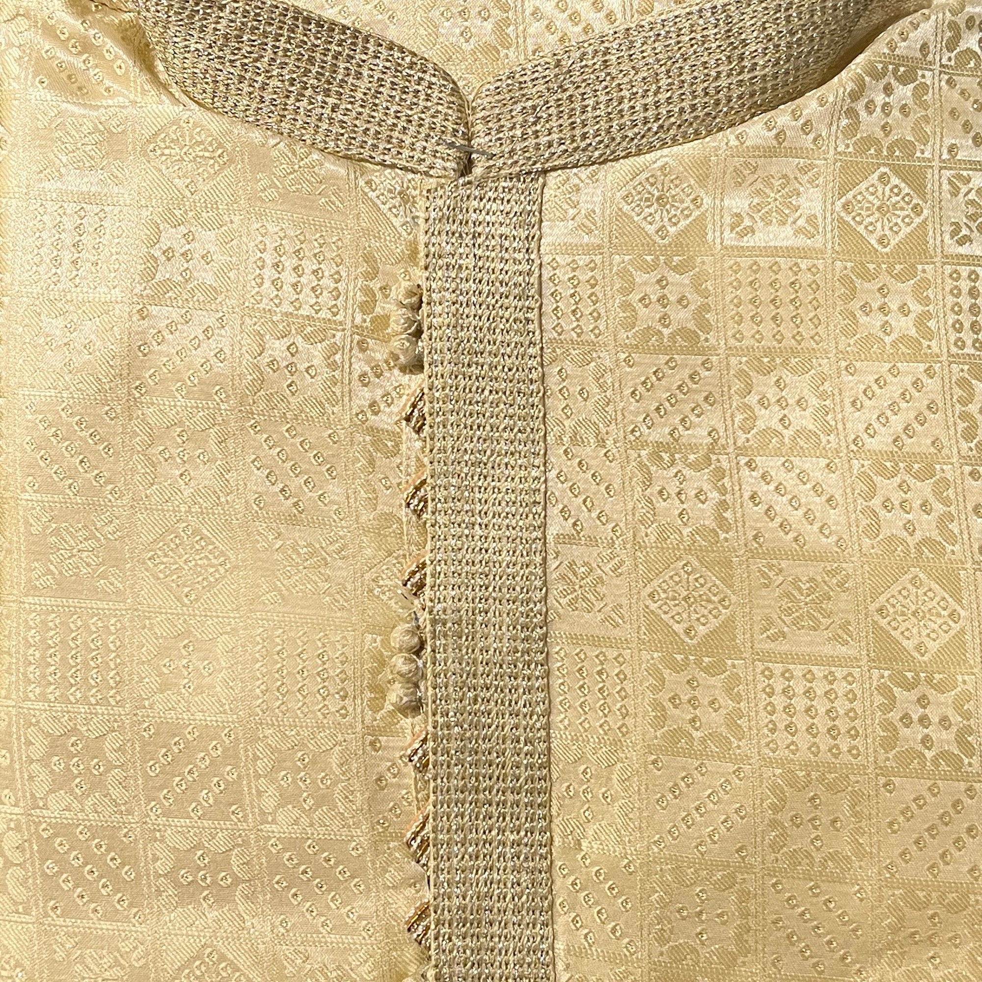 YD Light Gold Square Jacquard Kurta - Vintage India NYC