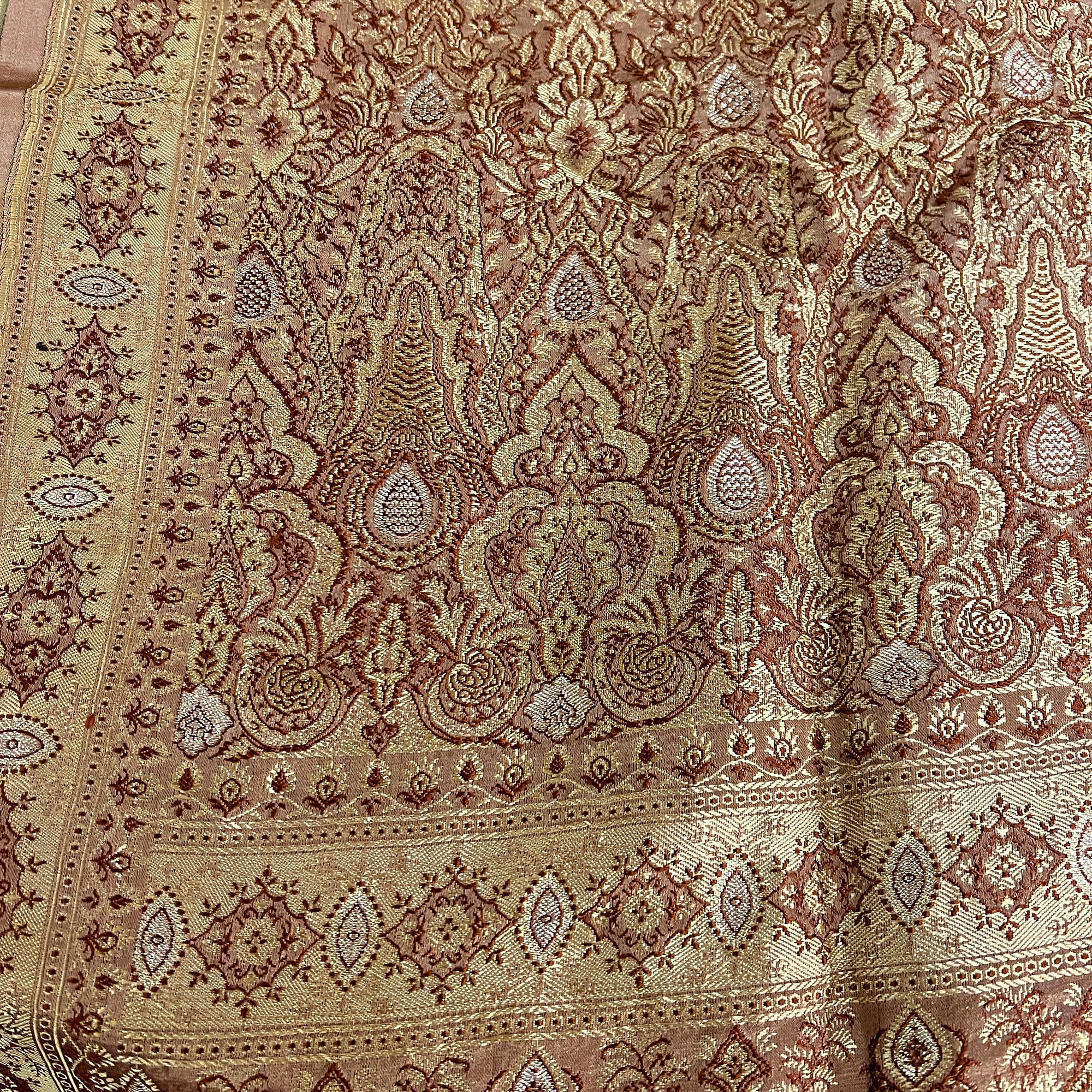 Dark Gold Banarasi Saree - Vintage India NYC