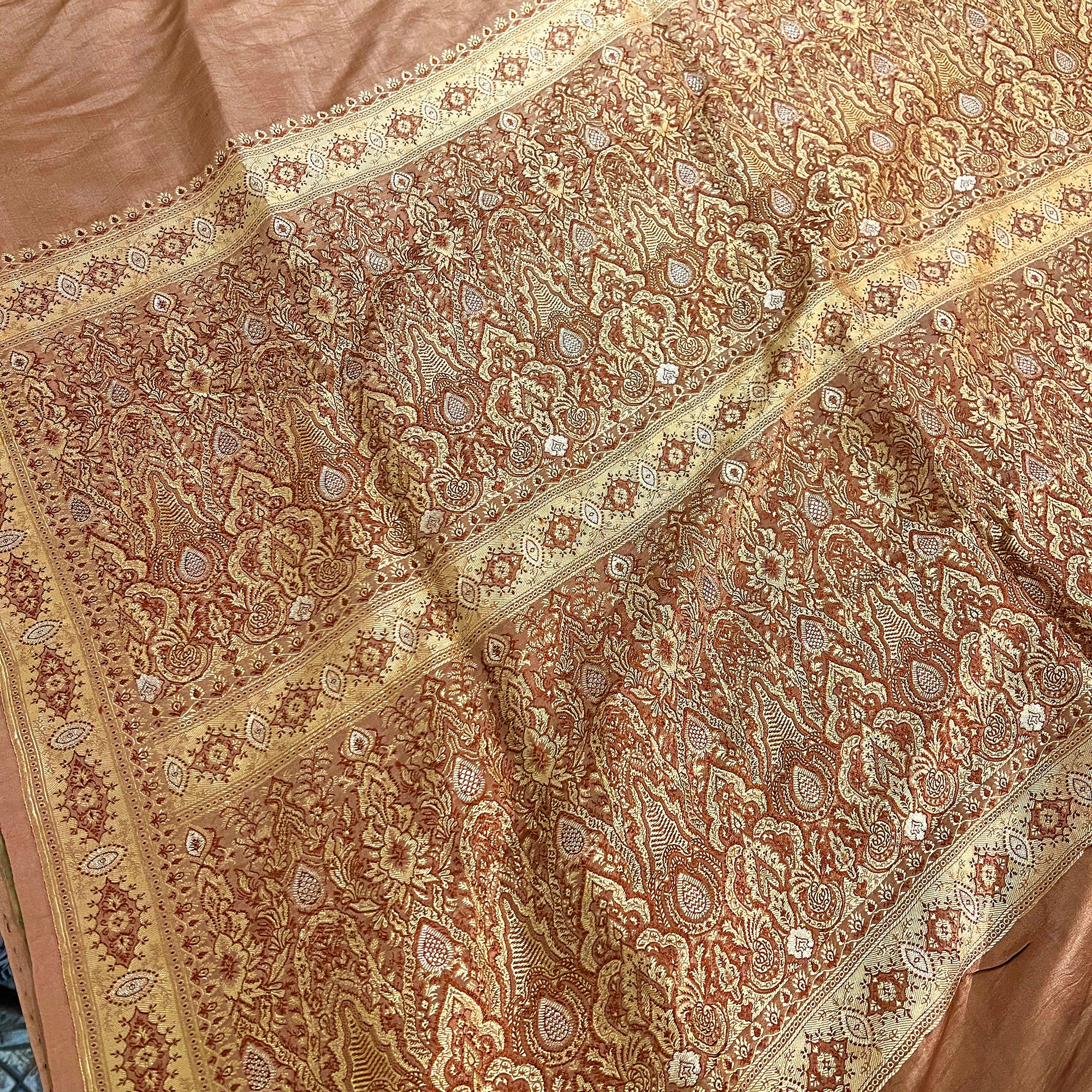 Dark Gold Banarasi Saree - Vintage India NYC