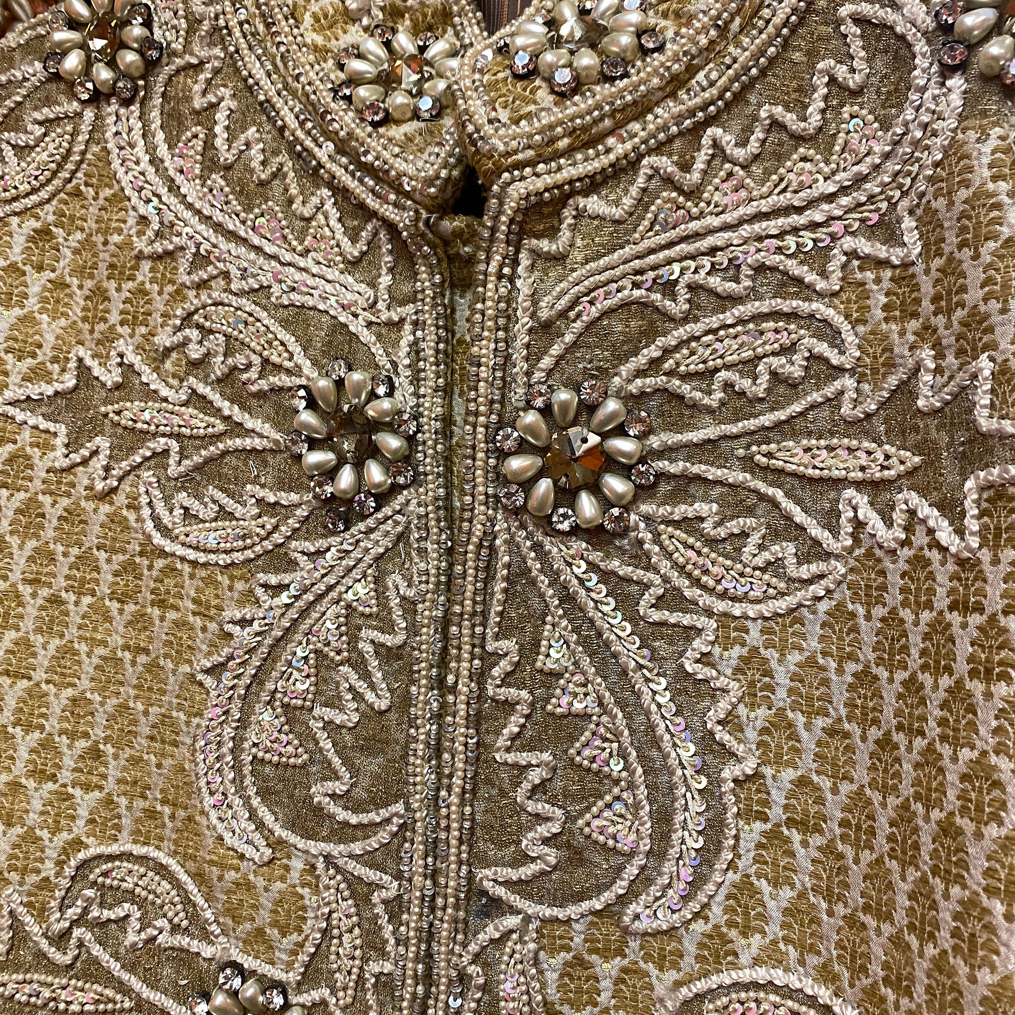 Gold Brocade Sherwani with Heavy Handwork - Vintage India NYC