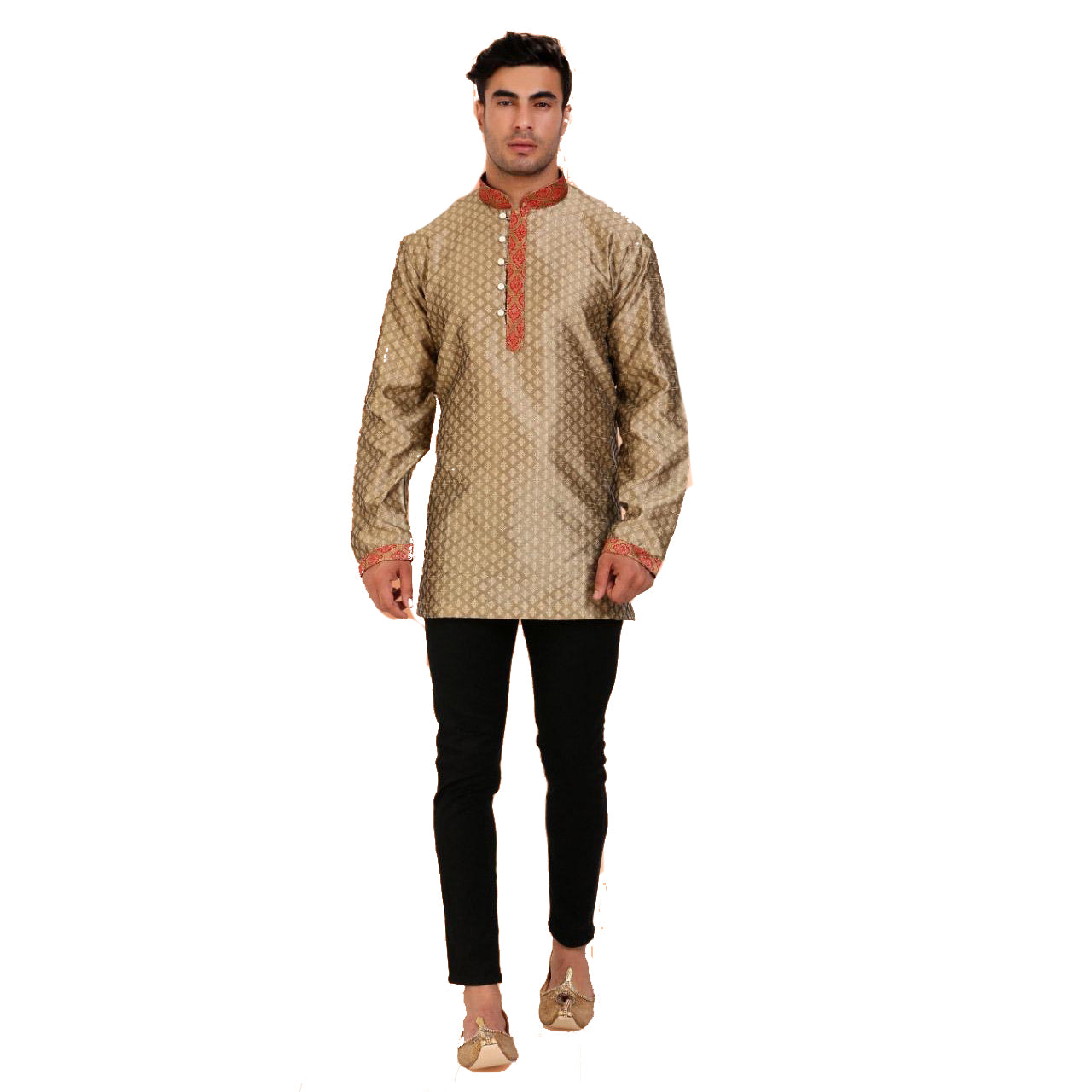 DT Gold Brocade Short Kurta - Vintage India NYC