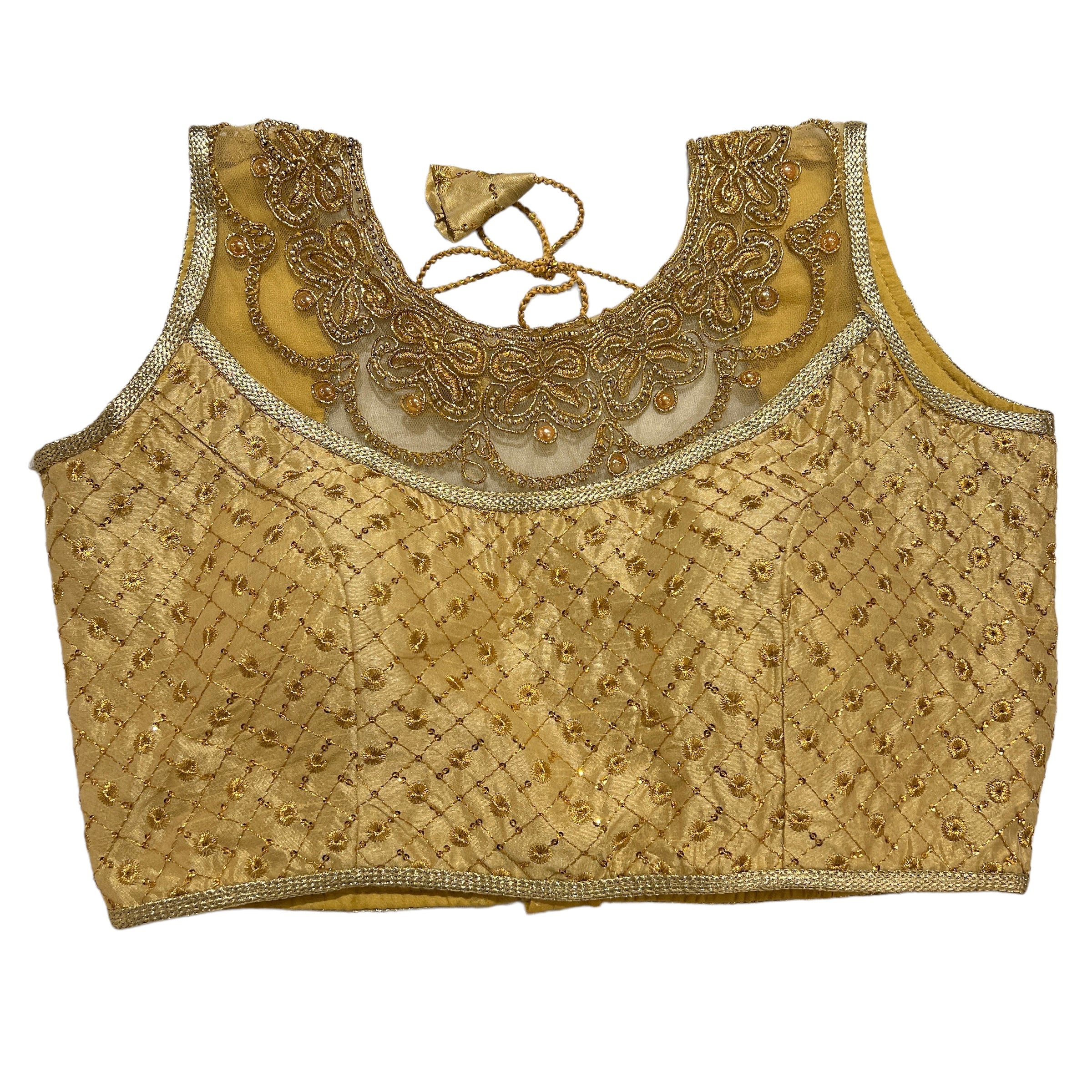 Gold Embroidered Diamond Choli Blouse - Vintage India NYC