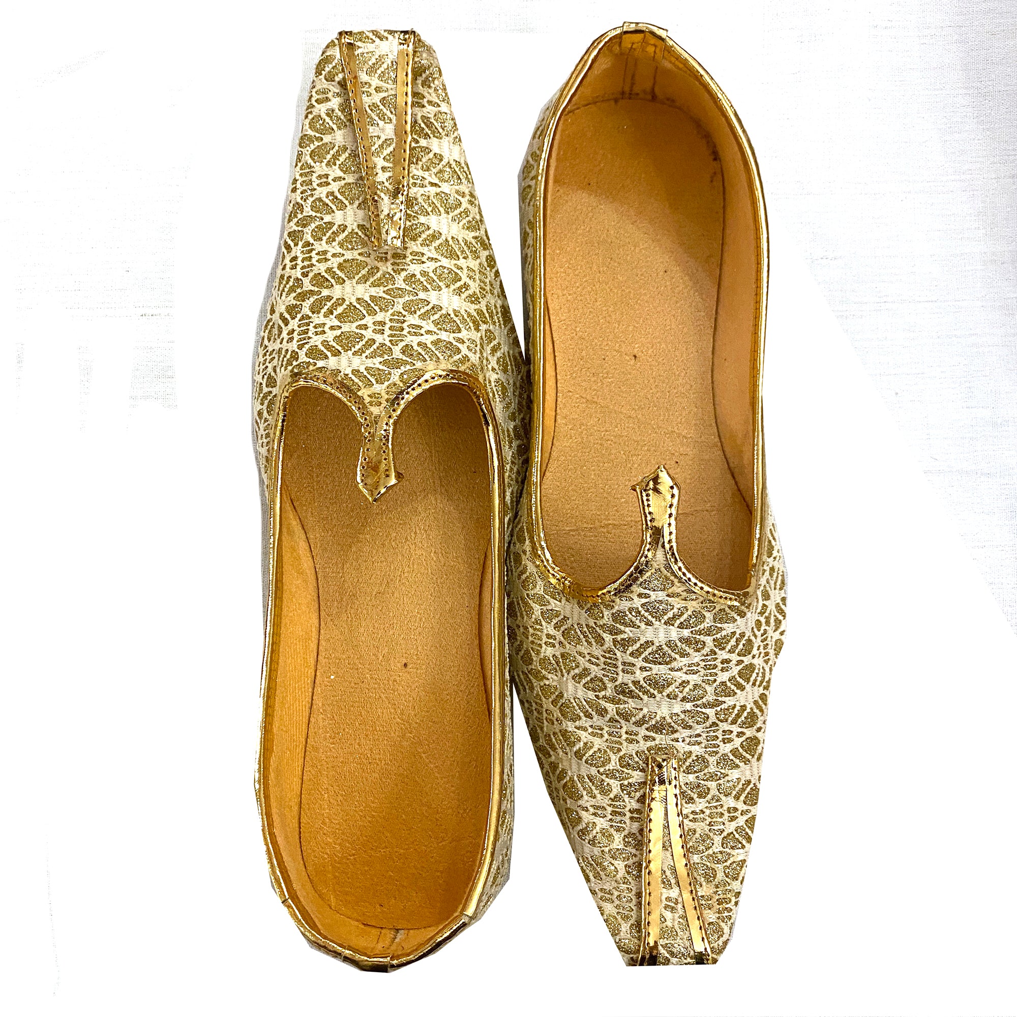 Gold Glitter Mojaris-SIze 12 & 13 - Vintage India NYC