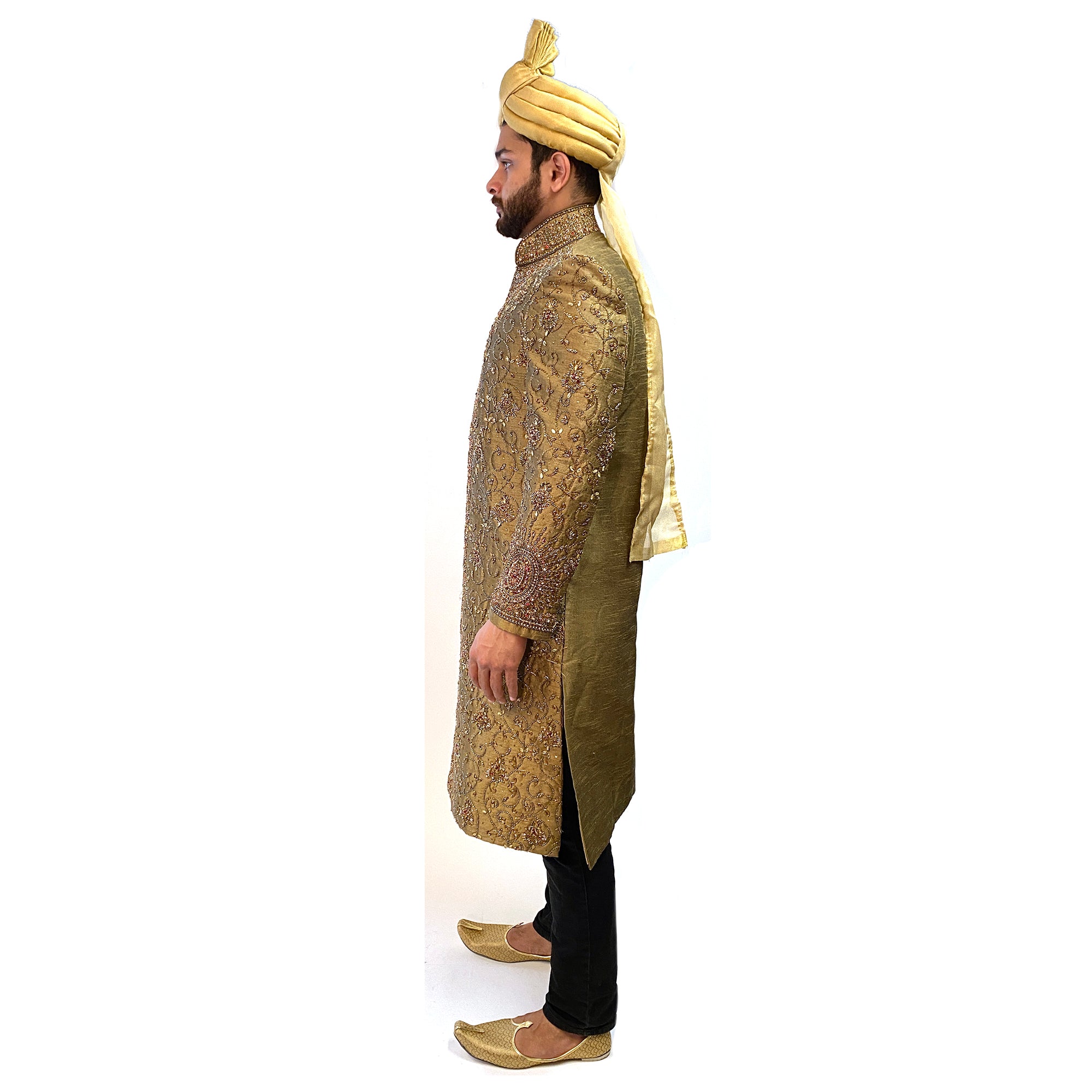 Dark Gold Formal Sherwani - Vintage India NYC