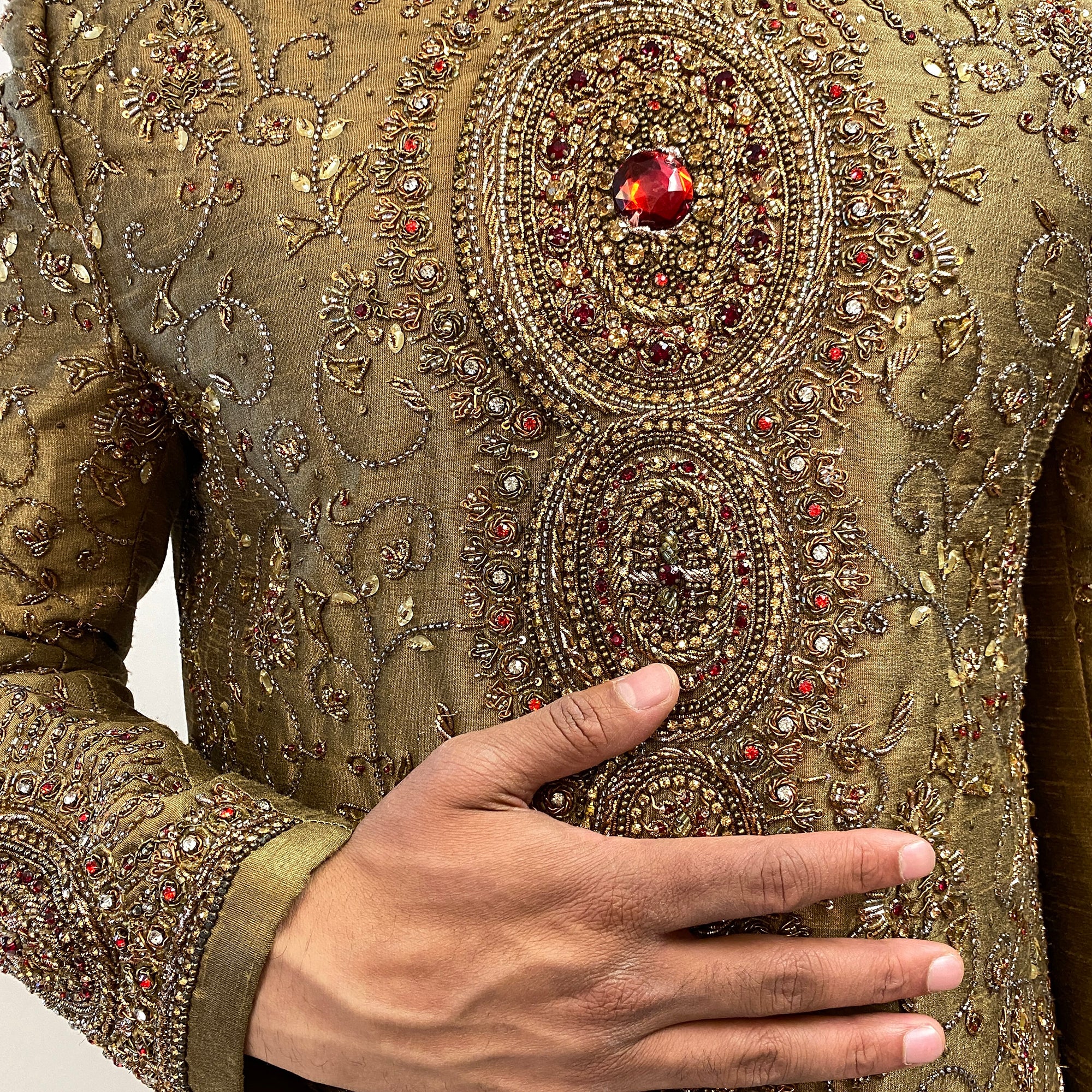 Dark Gold Formal Sherwani - Vintage India NYC