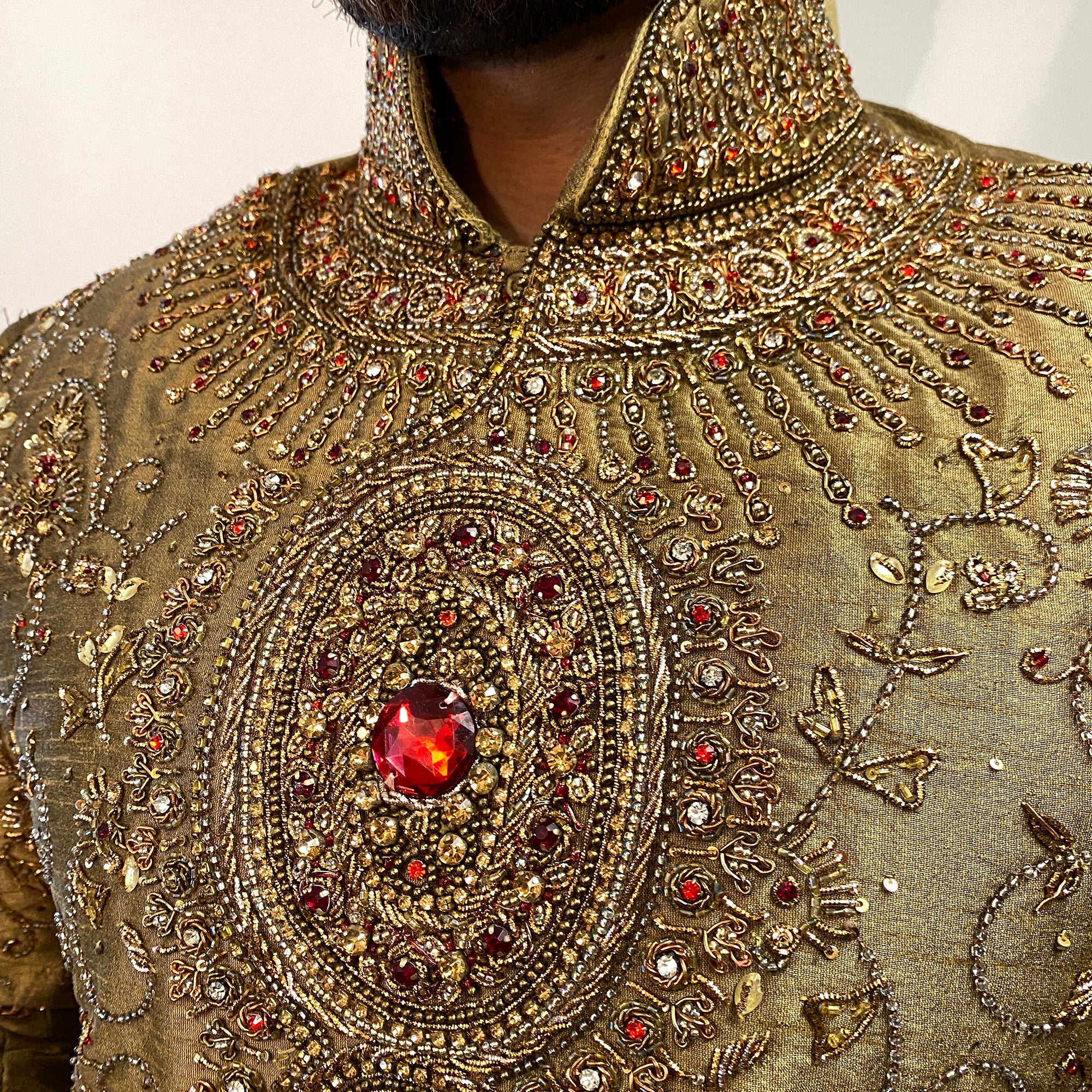 Dark Gold Formal Sherwani - Vintage India NYC