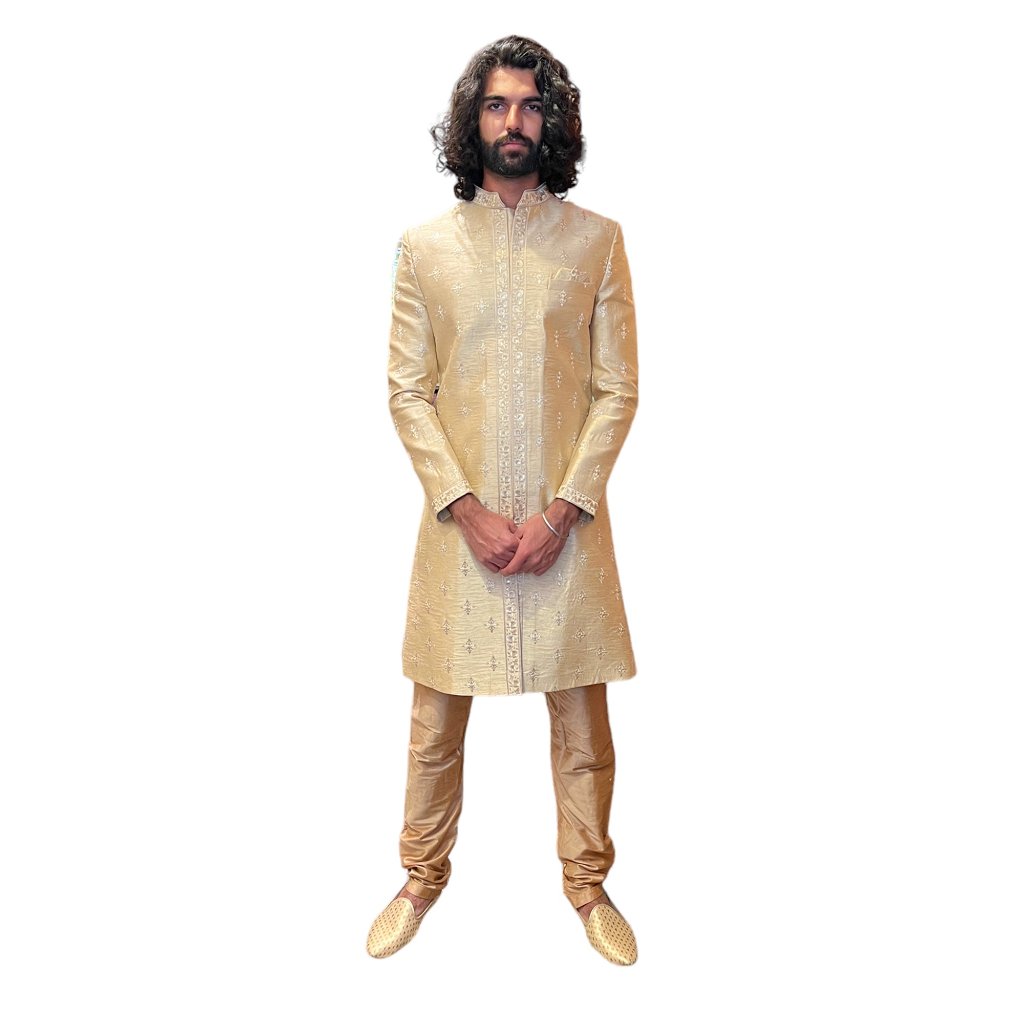 Gold Embroidered Sherwani - Vintage India NYC