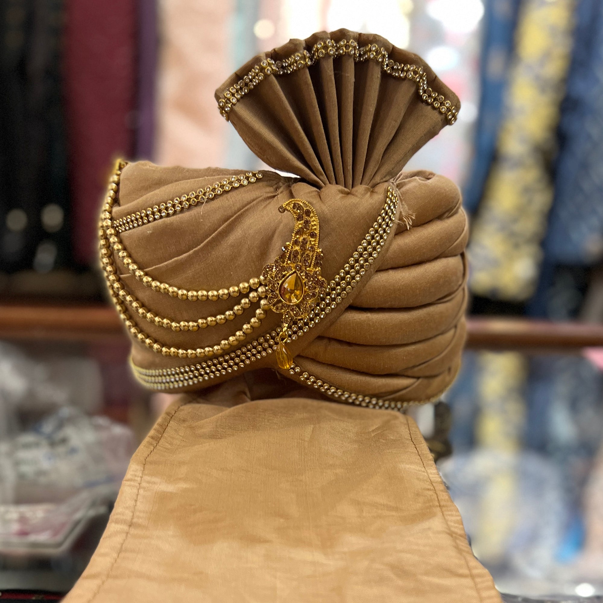 YD  Gold Pagadi Turban - Vintage India NYC