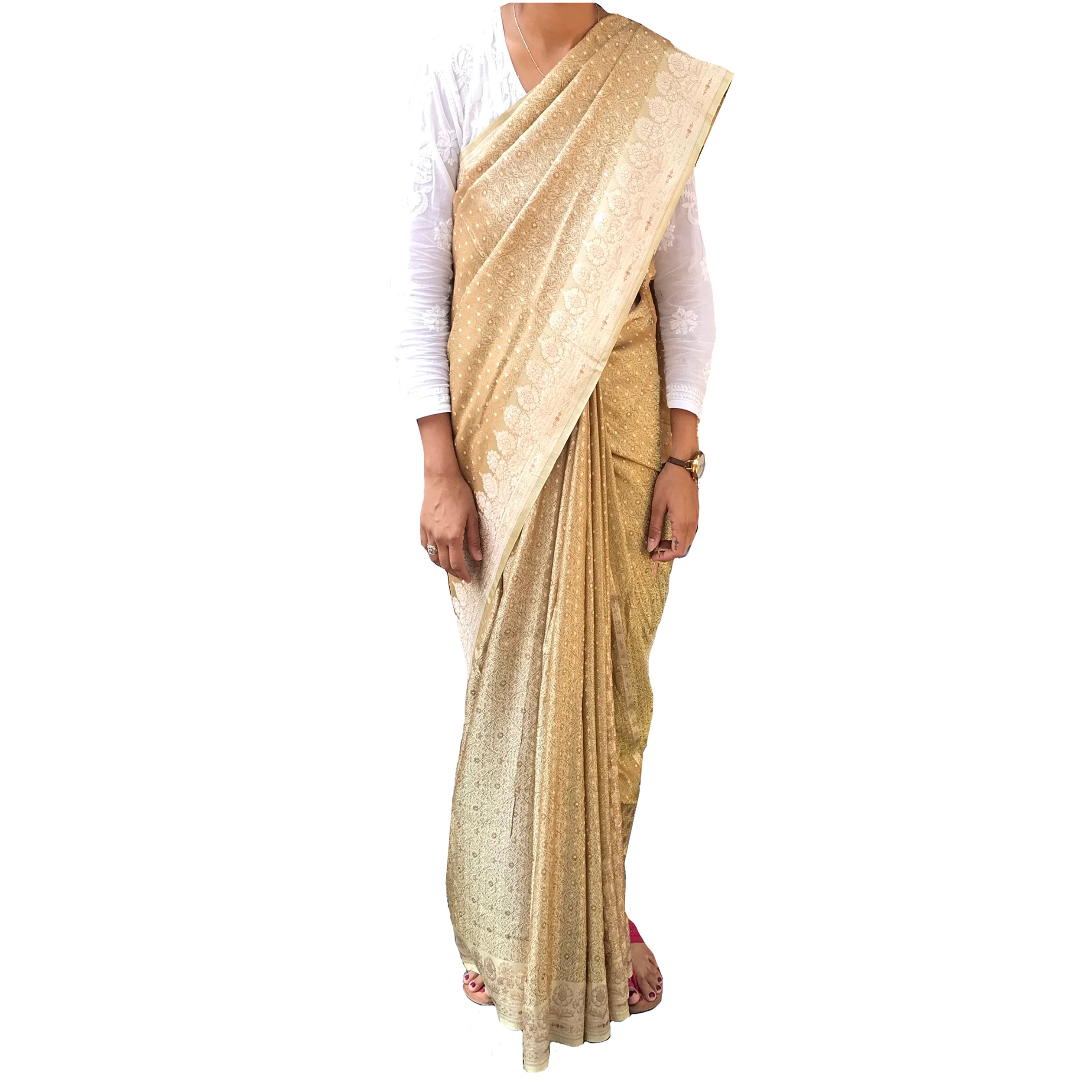 Vintage Gold Banarsi Saree - Vintage India NYC