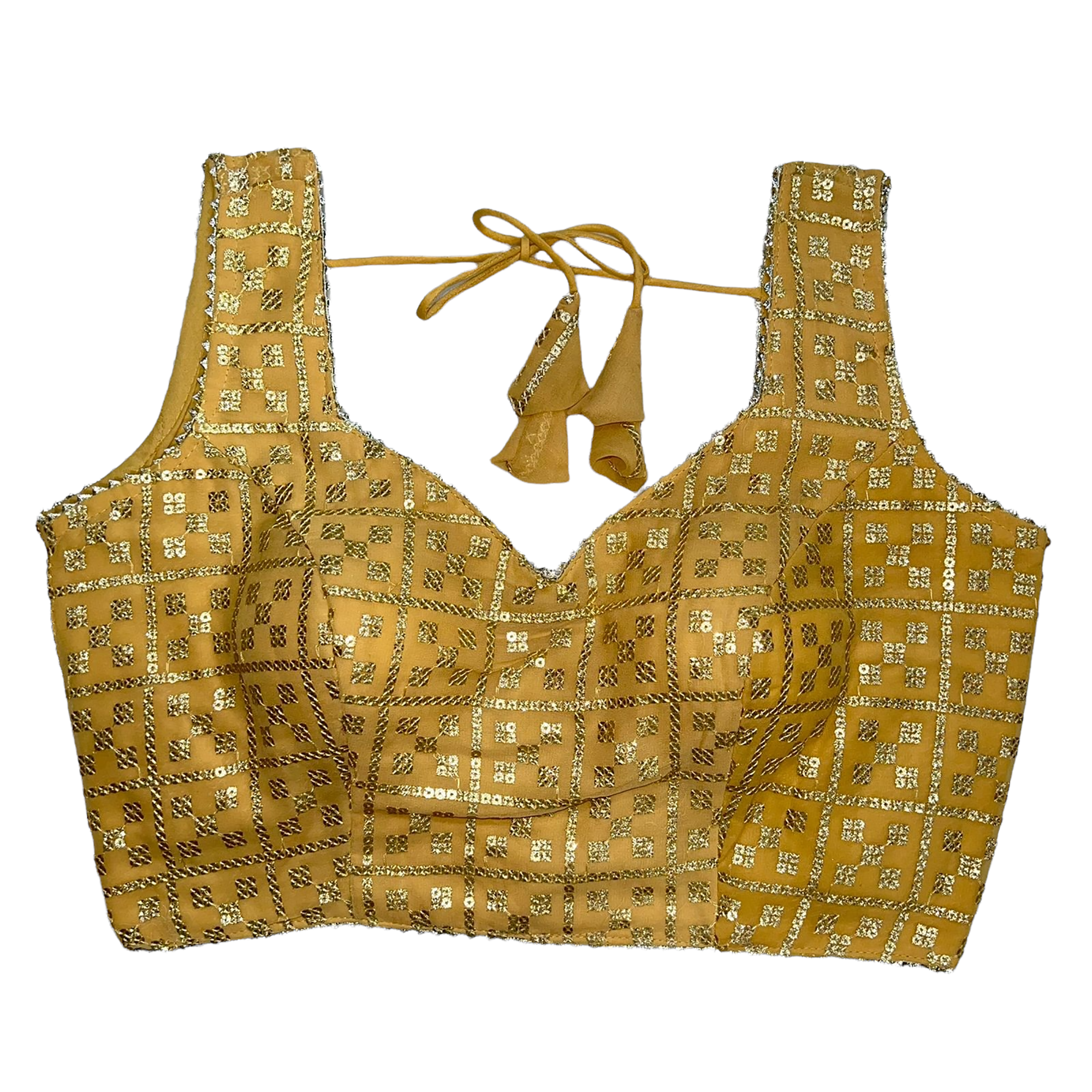 Gold Geometric Sequin Choli Blouse - Vintage India NYC