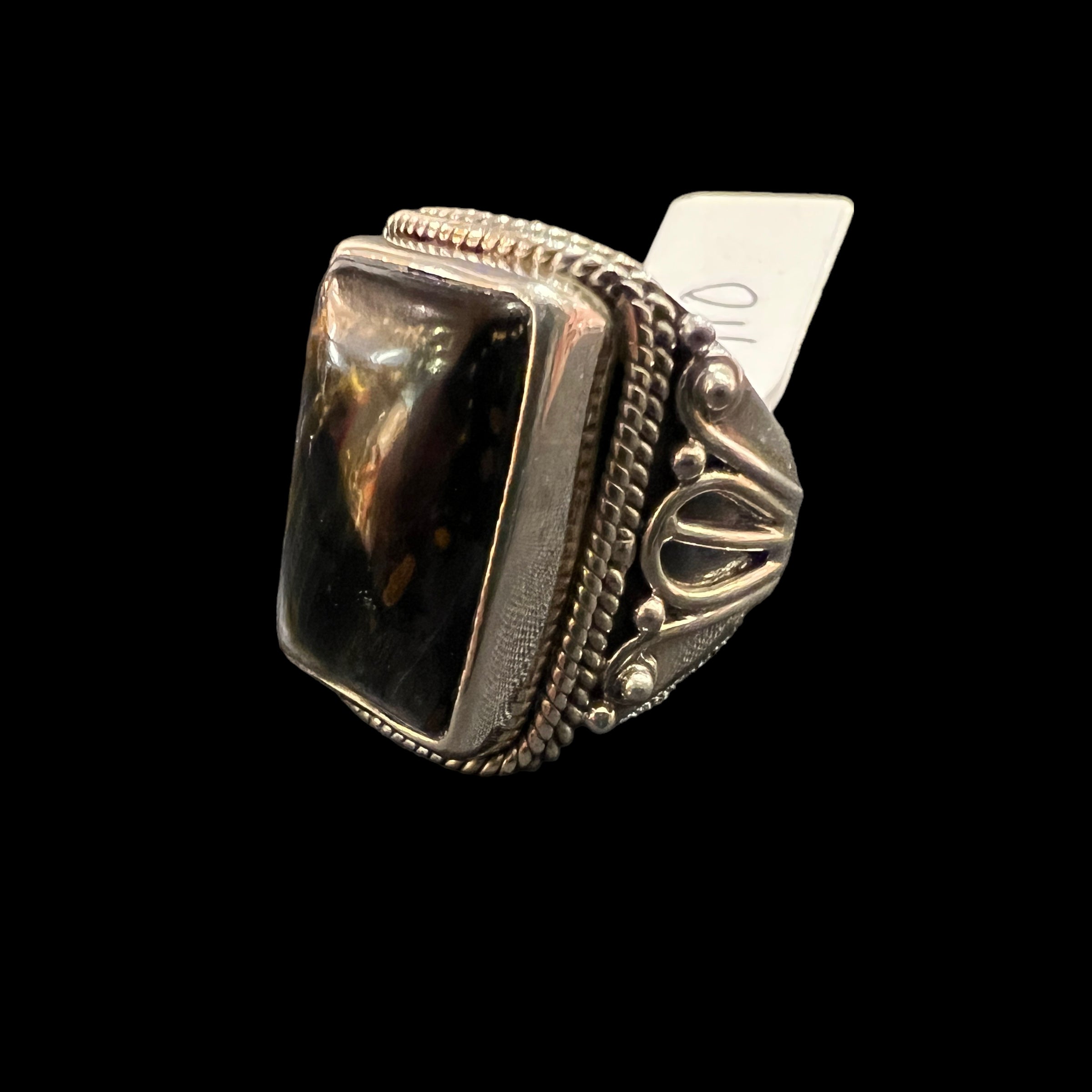 CT Medium Silver Stone Rings 3 - Vintage India NYC