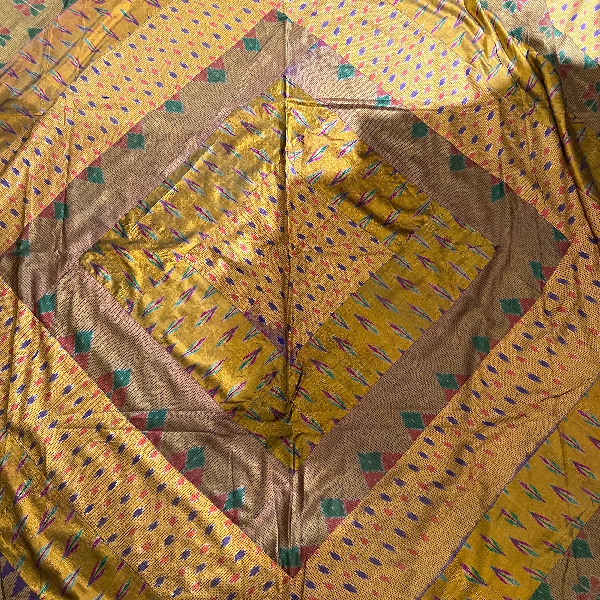 Silk Ikat Bed Queen Coverlet-3 Colors - Vintage India NYC