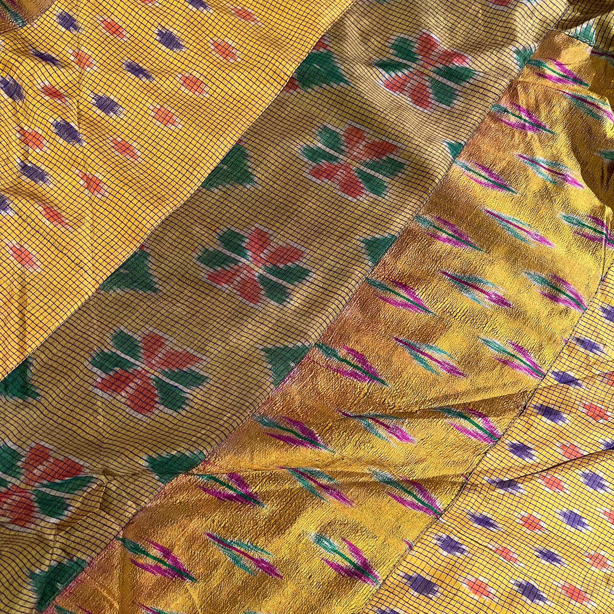 Silk Ikat Bed Queen Coverlet-3 Colors - Vintage India NYC