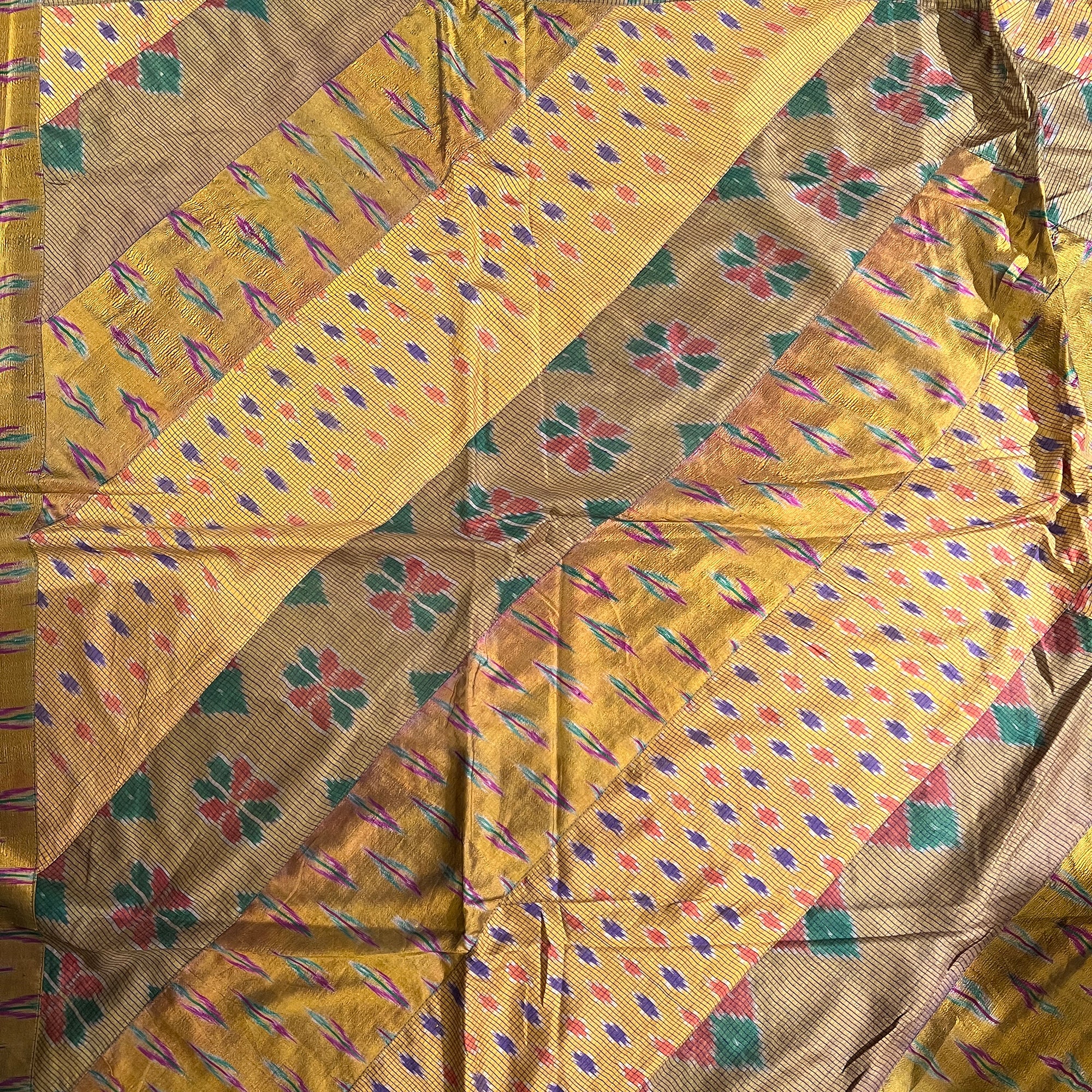 Silk Ikat Bed Queen Coverlet-3 Colors - Vintage India NYC
