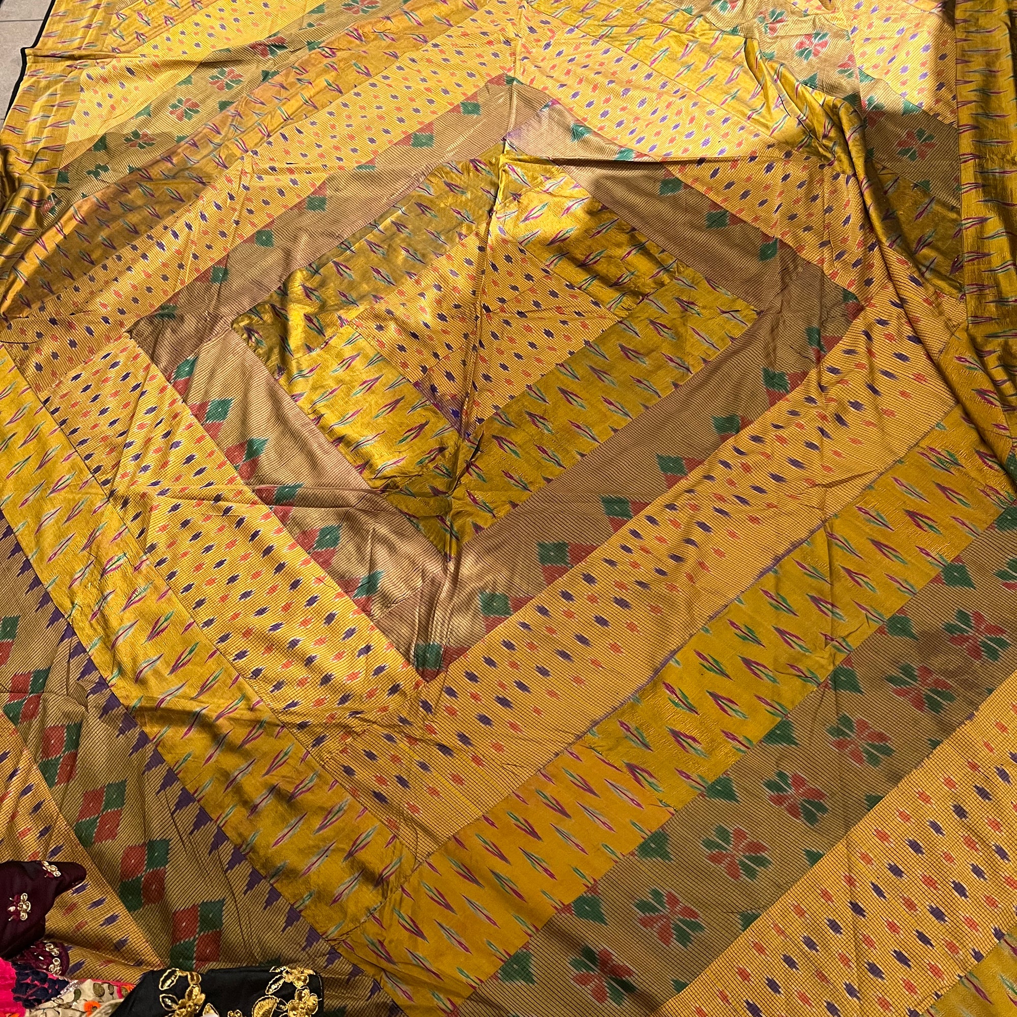 Silk Ikat Bed Queen Coverlet-3 Colors - Vintage India NYC
