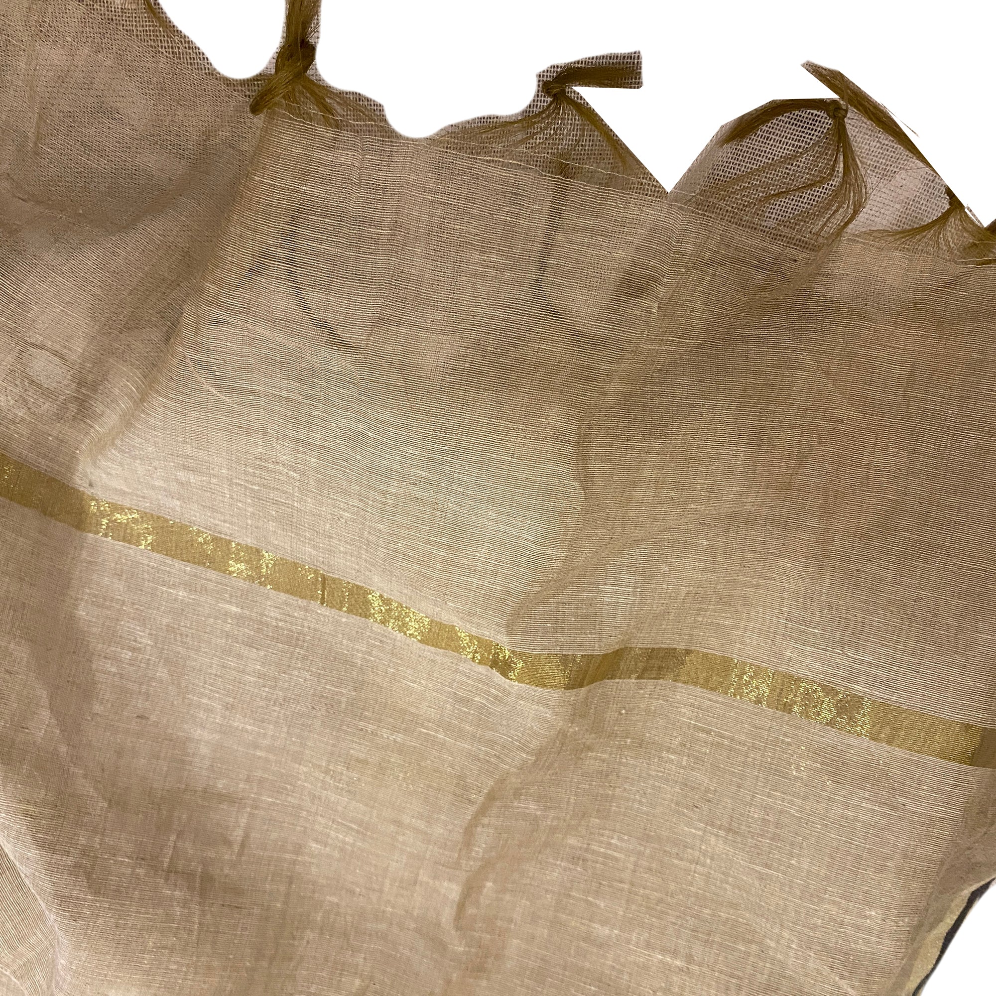 Tan Handwoven Cotton & Silk Dupatta - Vintage India NYC