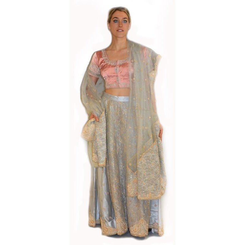 Silver Silk Lehenga set - Vintage India NYC
