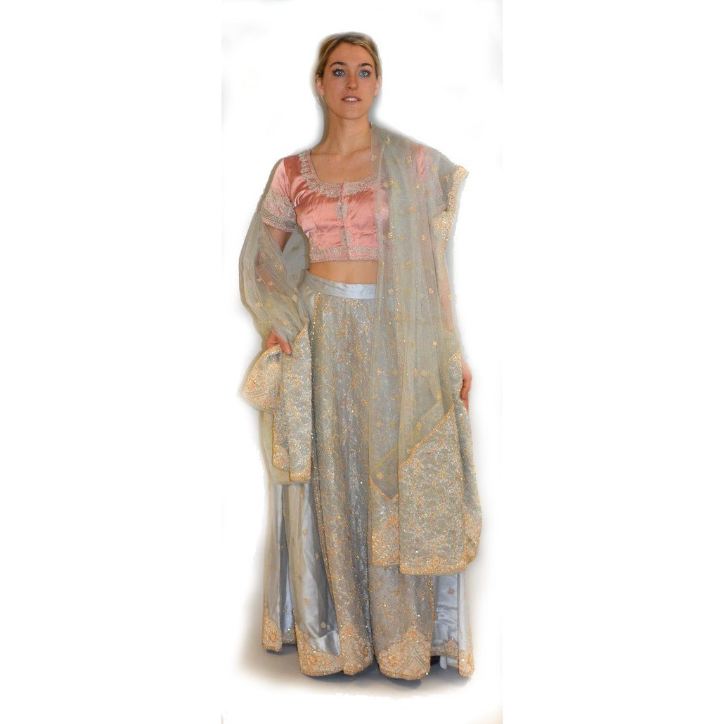 Silver Silk Lehenga set - Vintage India NYC