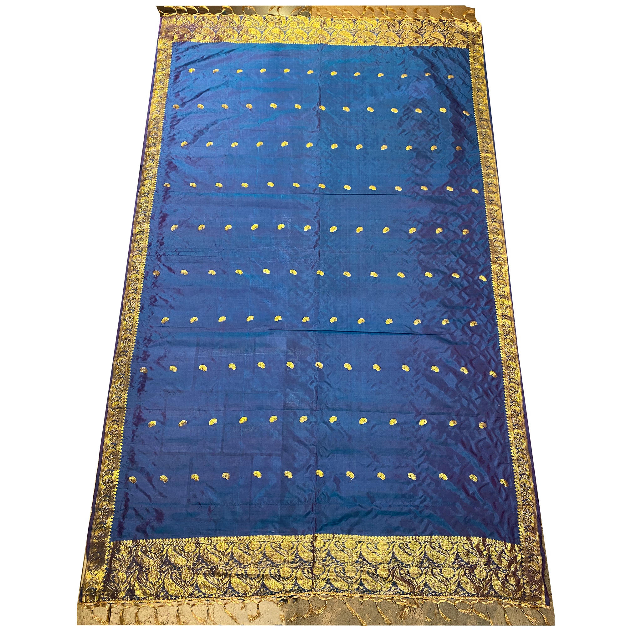 Handwoven Pure Silk and Gold Zari Dupatta Stoles-Many Colors - Vintage India NYC