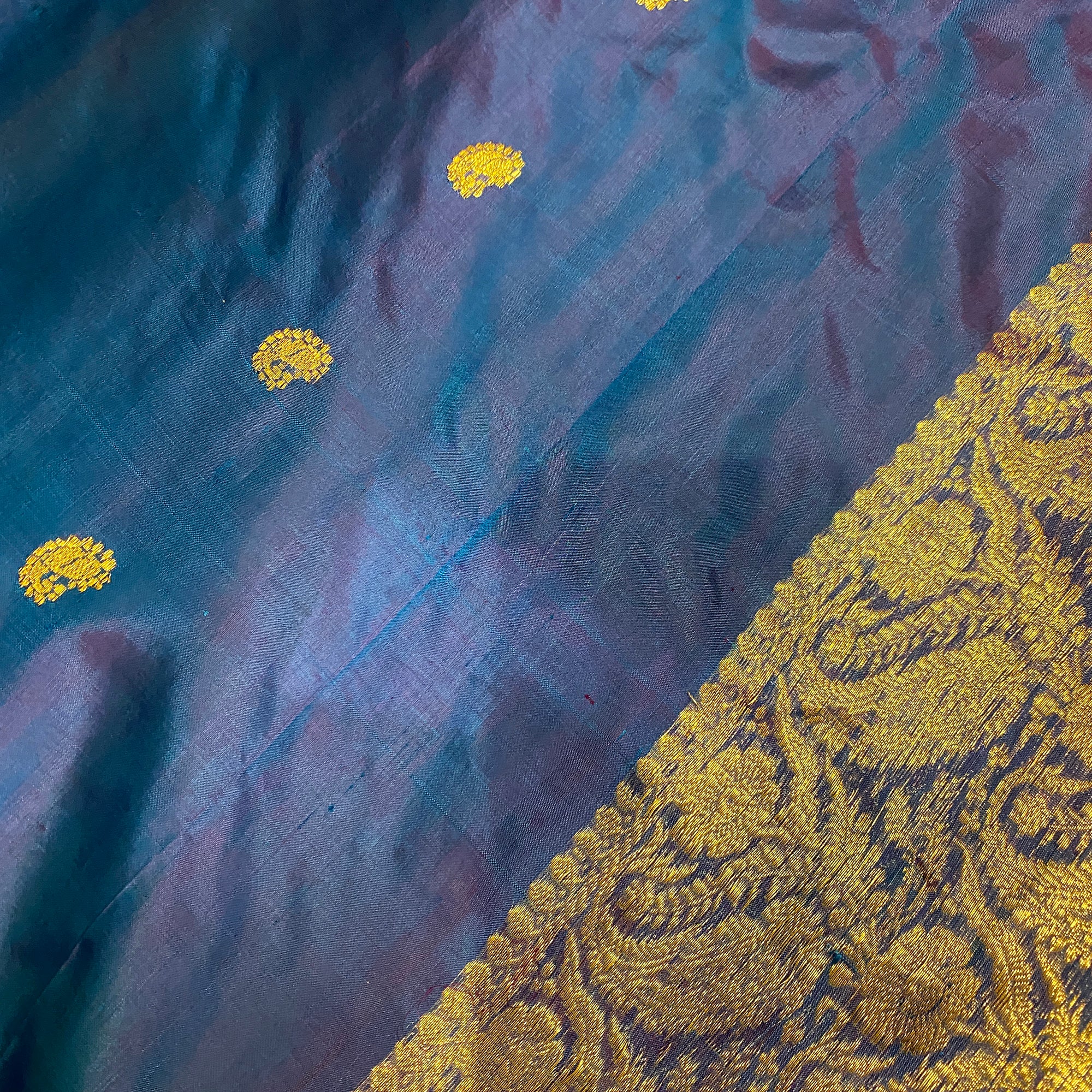 Handwoven Pure Silk and Gold Zari Dupatta Stoles-Many Colors - Vintage India NYC
