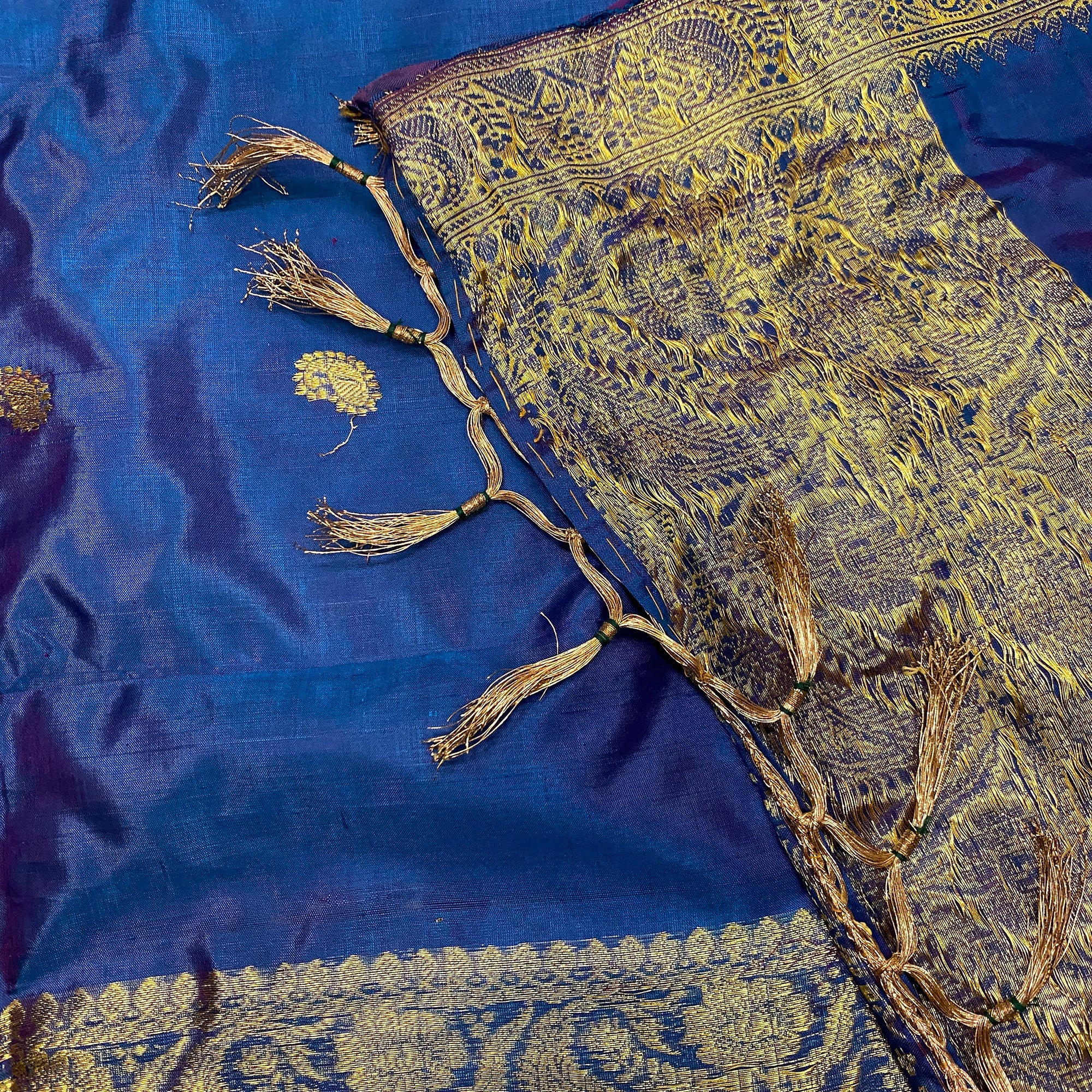 Handwoven Pure Silk and Gold Zari Dupatta Stoles-Many Colors - Vintage India NYC