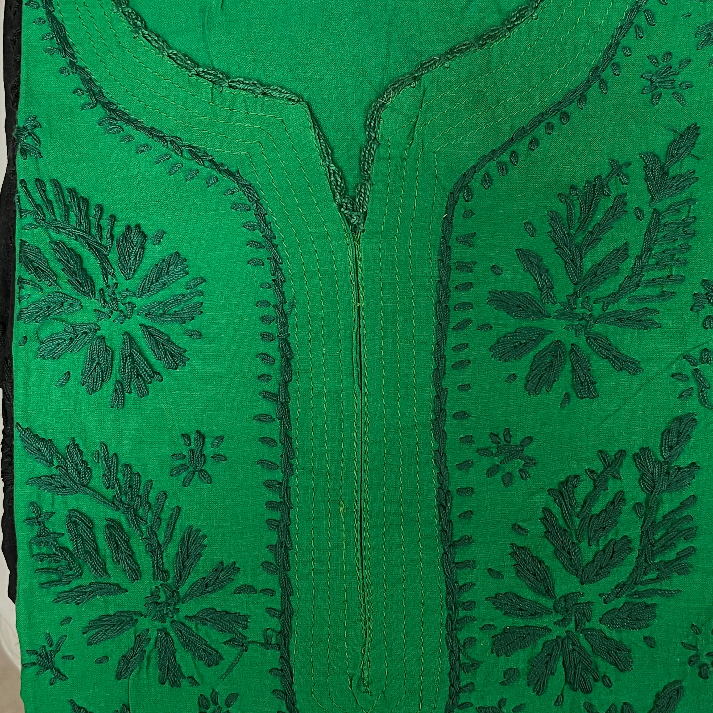 AR Long Embroidered Cotton Tunic Kurtis- L - Vintage India NYC