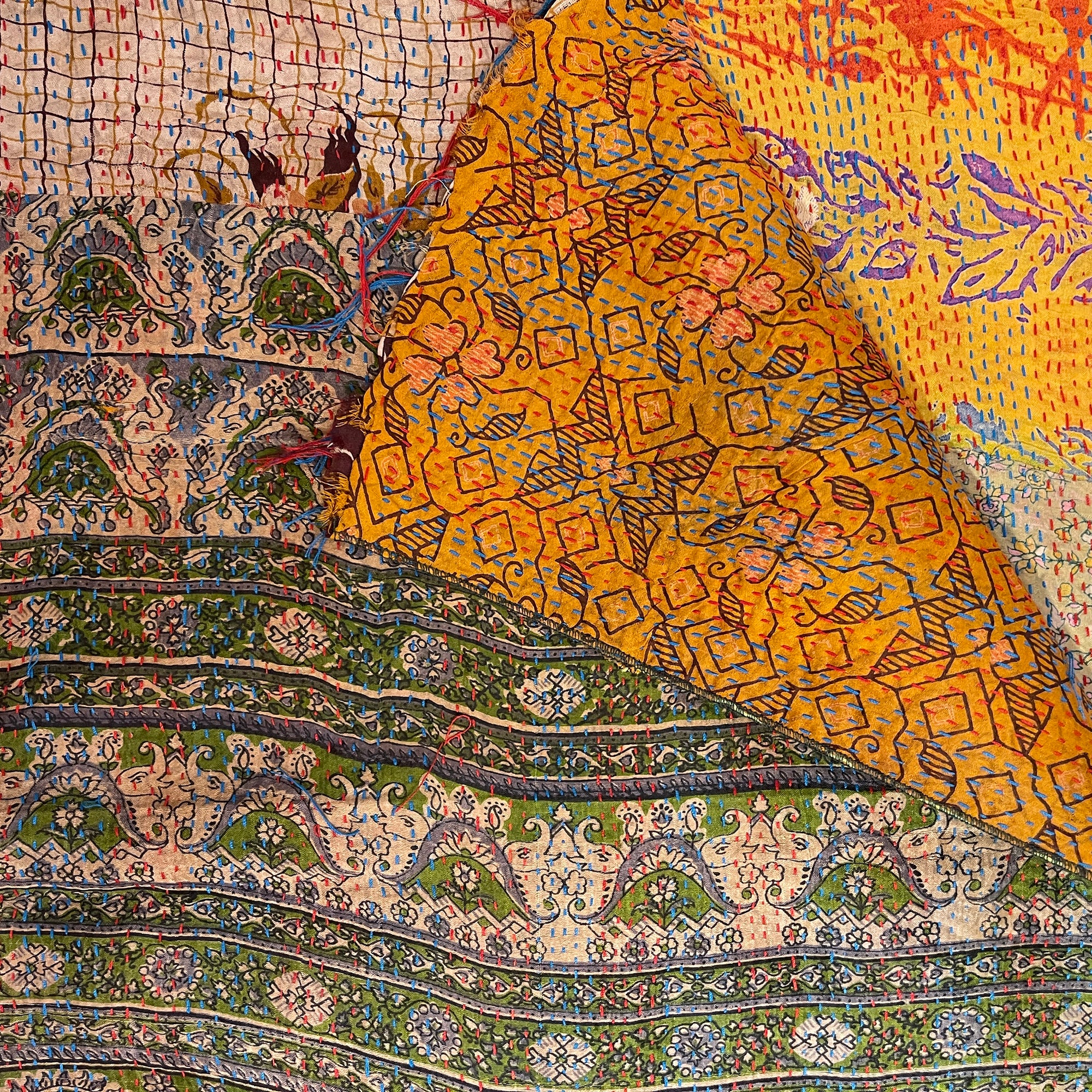 Silk Kantha Stoles - Vintage India NYC