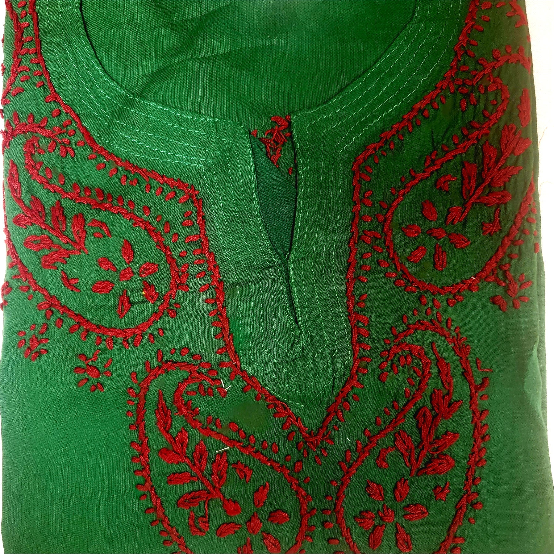 AR Short Embroidered Cotton Tunic Kurti-XS - Vintage India NYC