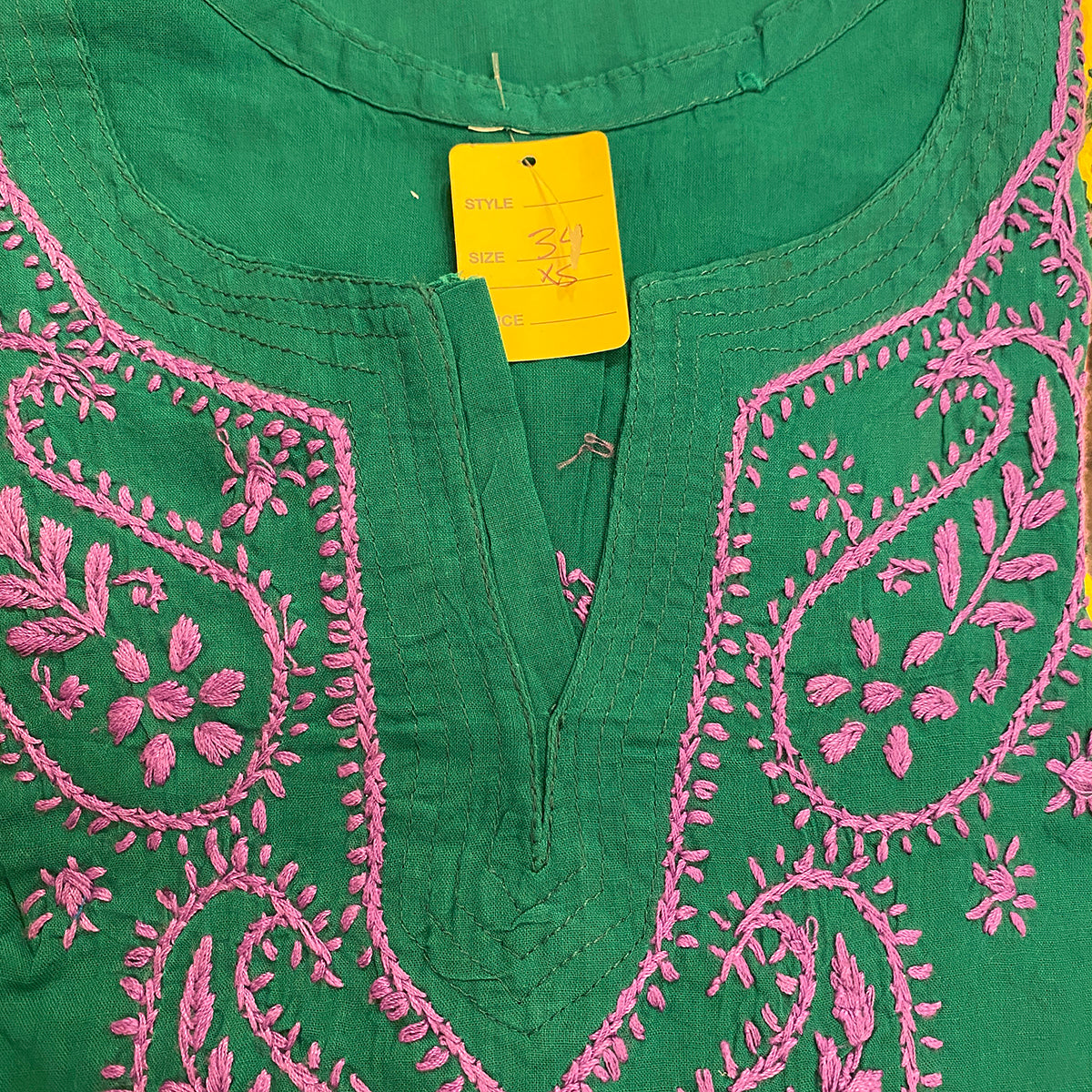 AR Short Embroidered Cotton Tunic Kurti-XS - Vintage India NYC