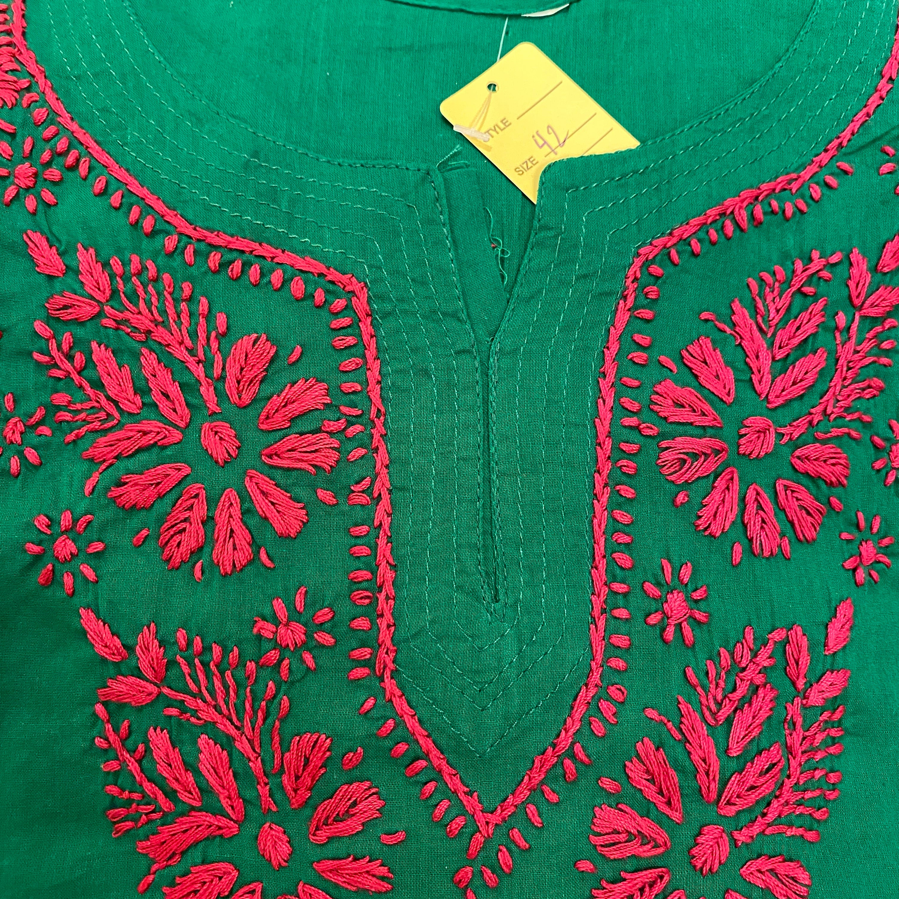 AR Short Embroidered Cotton Tunic Kurti-XL - Vintage India NYC