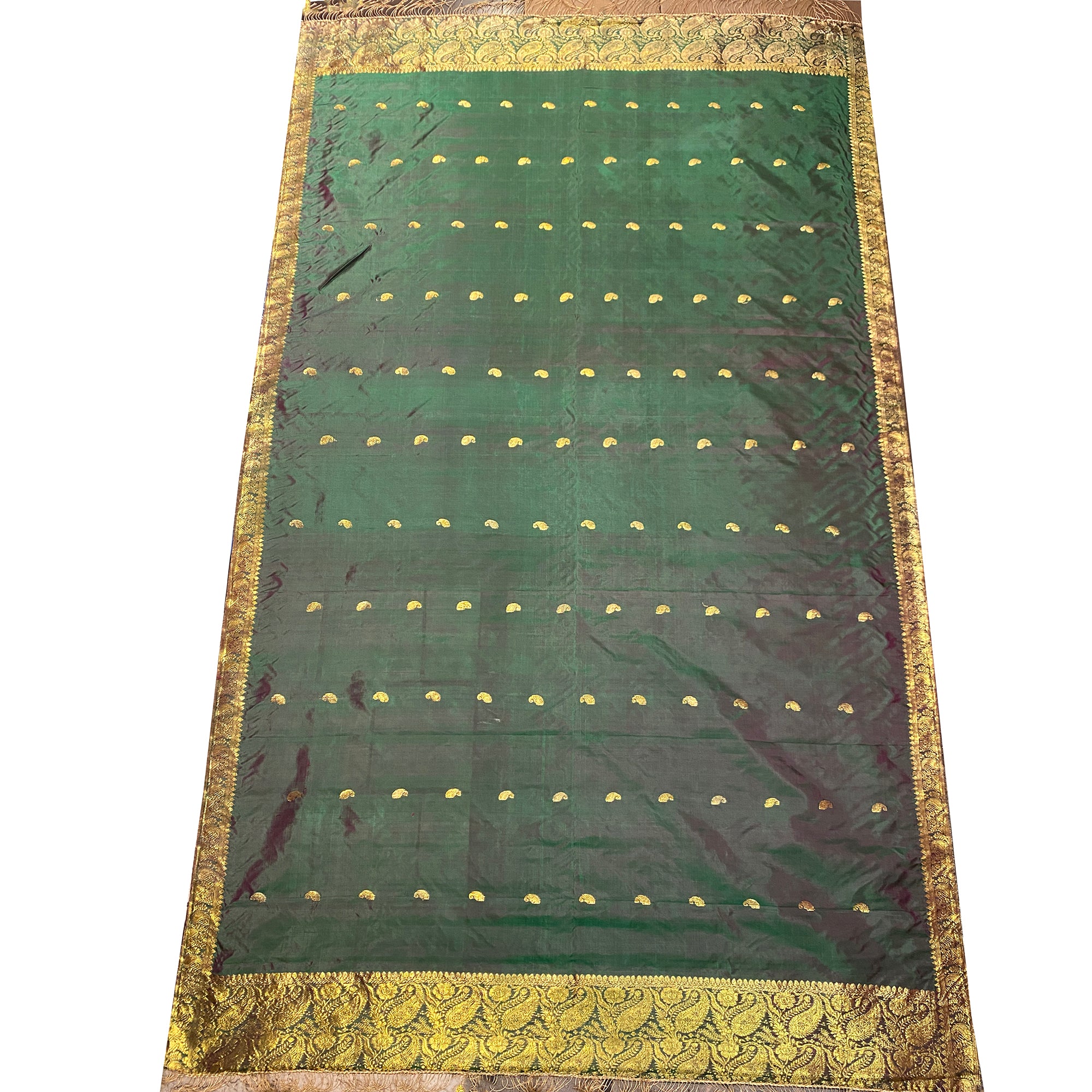 Handwoven Pure Silk and Gold Zari Dupatta Stoles-Many Colors - Vintage India NYC
