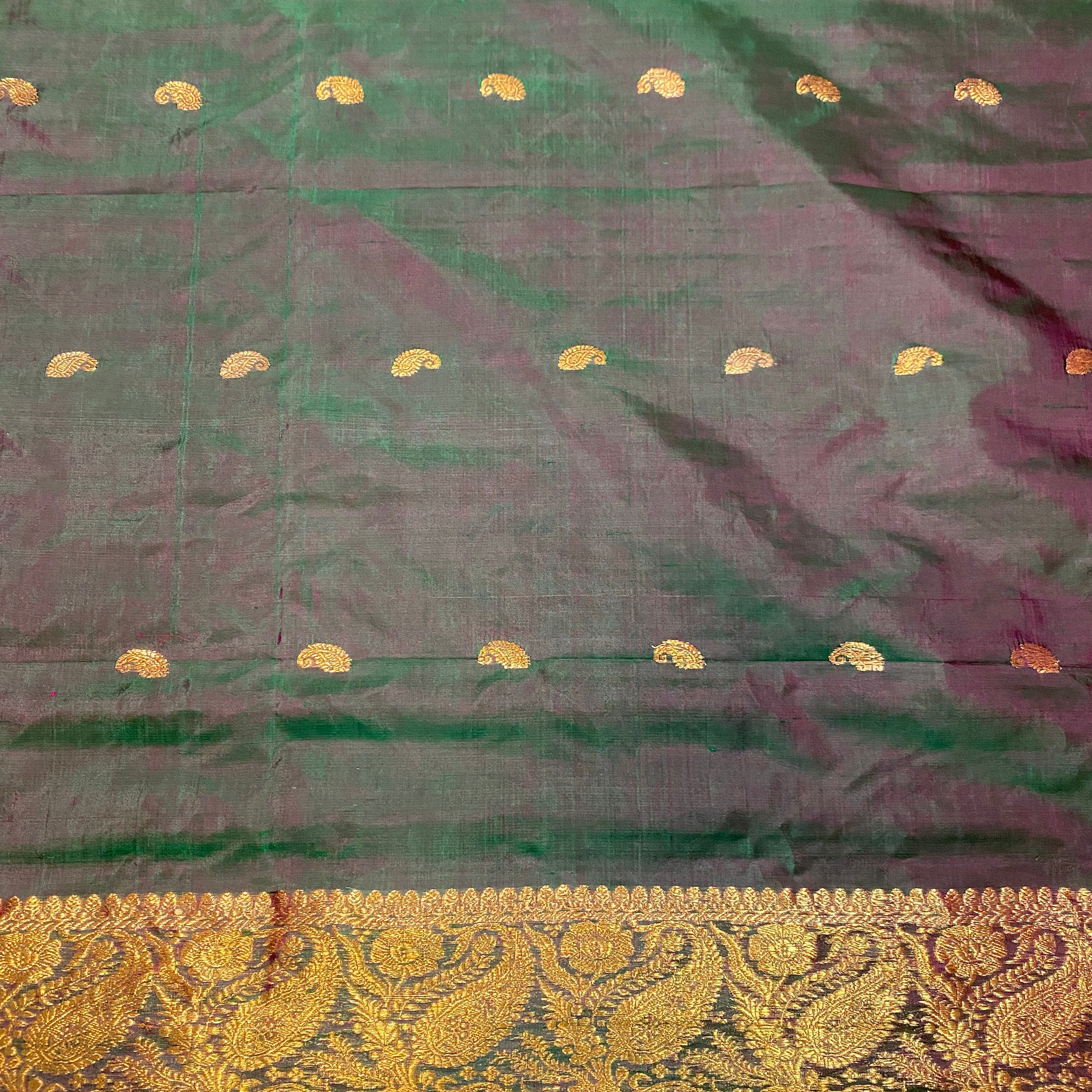 Handwoven Pure Silk and Gold Zari Dupatta Stoles-Many Colors - Vintage India NYC
