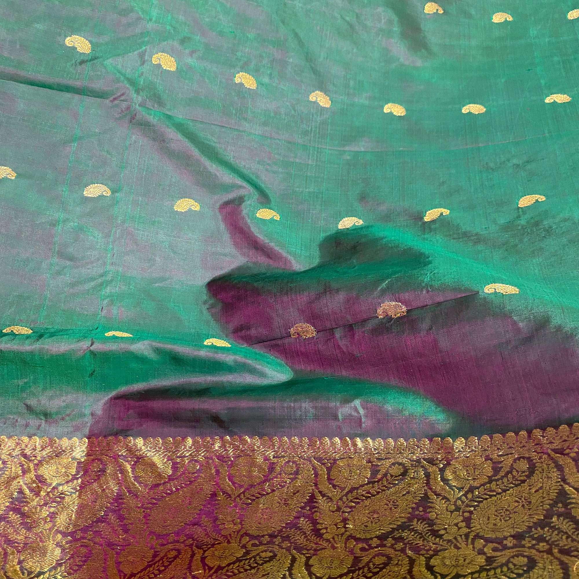 Handwoven Pure Silk and Gold Zari Dupatta Stoles-Many Colors - Vintage India NYC