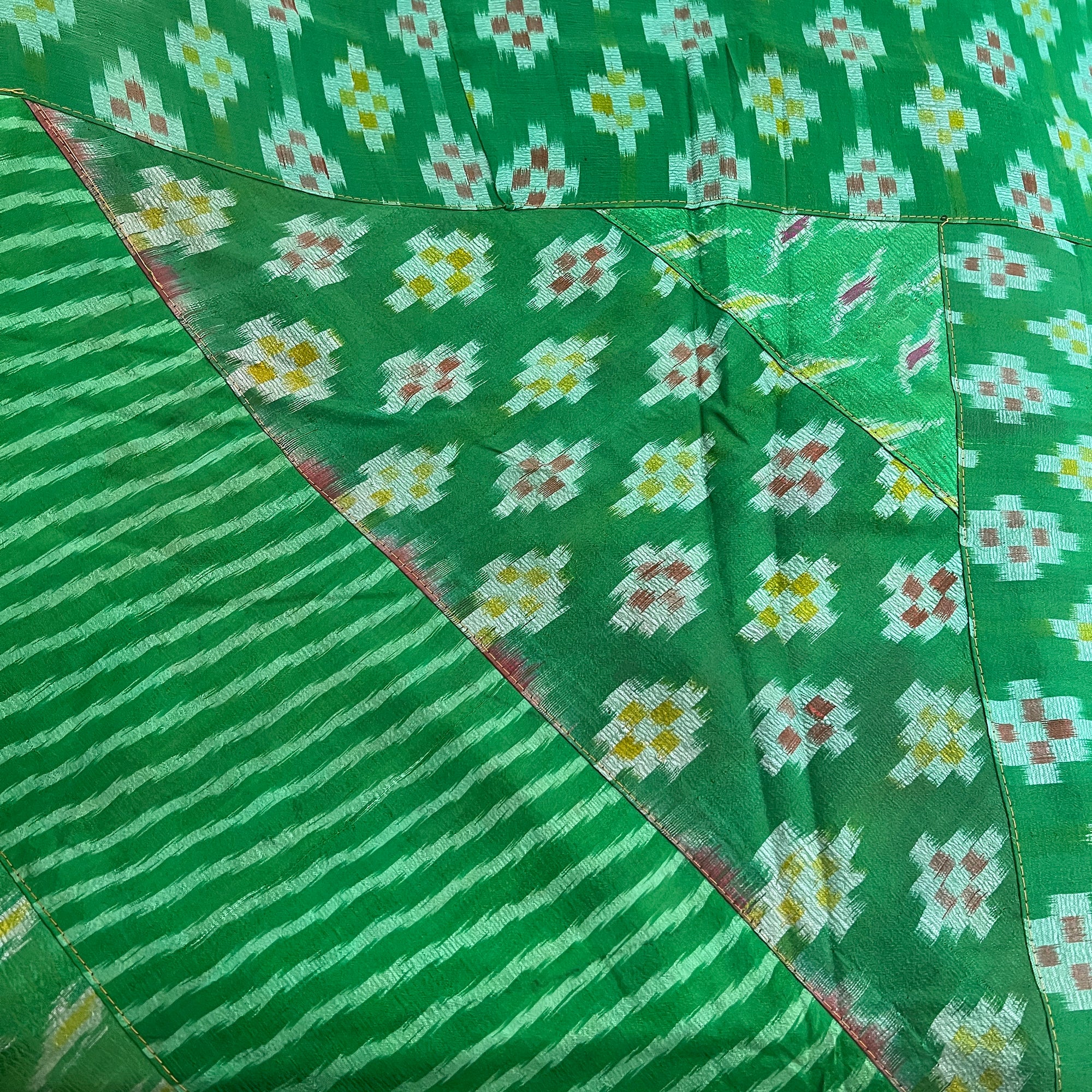 Silk Ikat Bed Queen Coverlet-3 Colors - Vintage India NYC