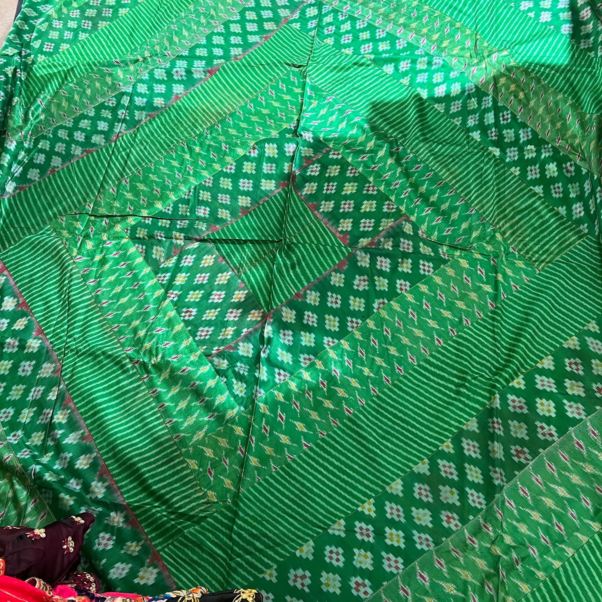 Silk Ikat Bed Queen Coverlet-3 Colors - Vintage India NYC