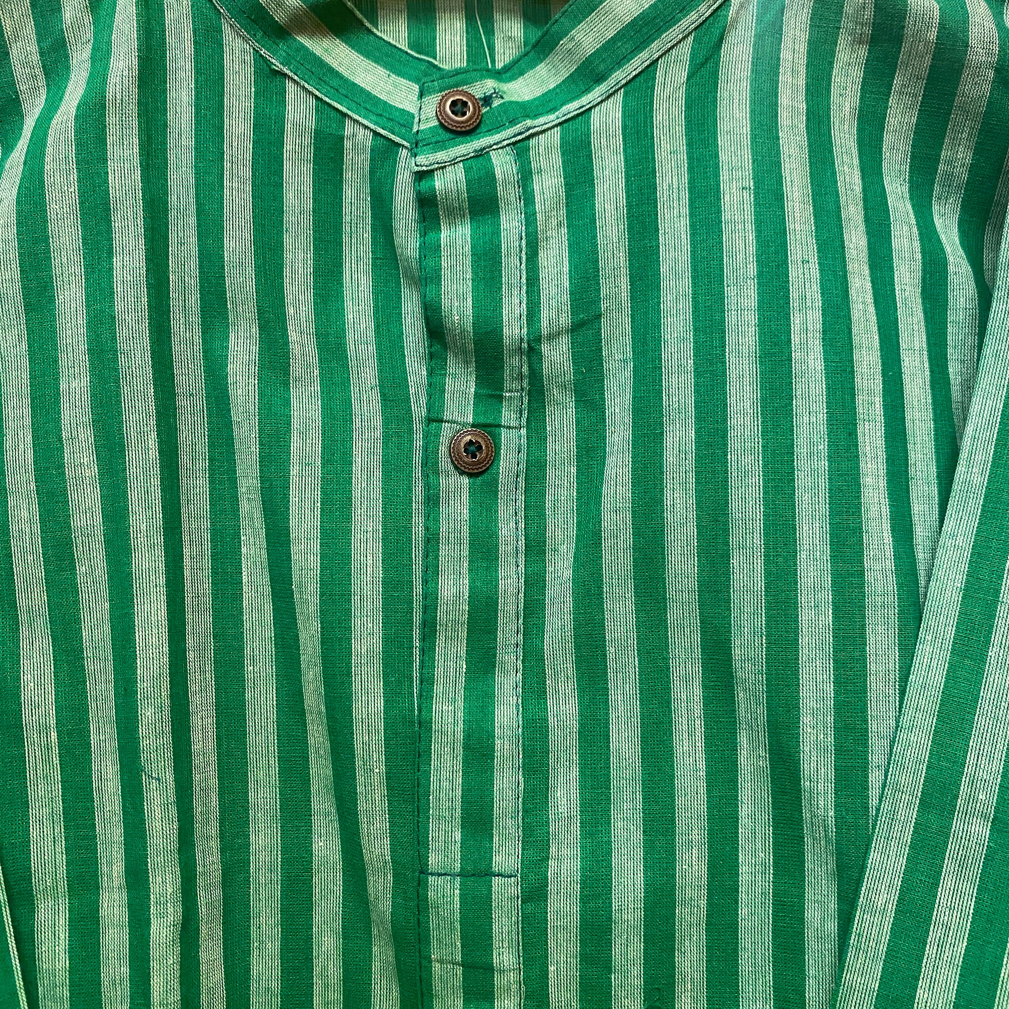 Green Stripe Kurta - Vintage India NYC