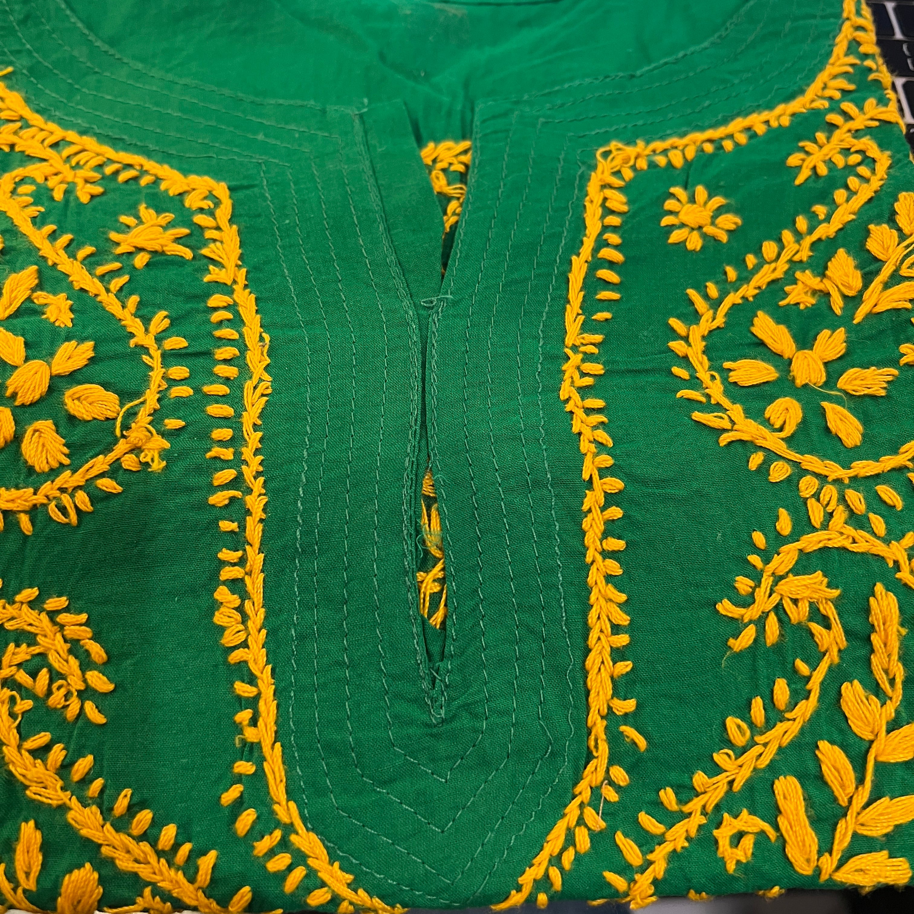 AR Long Embroidered Cotton Tunic Kurtis - M - Vintage India NYC