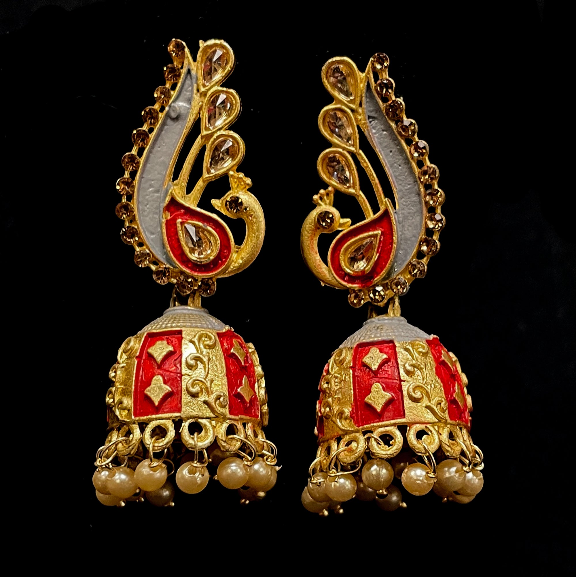 Enamel Jhumki Earrings-5 Colors - Vintage India NYC