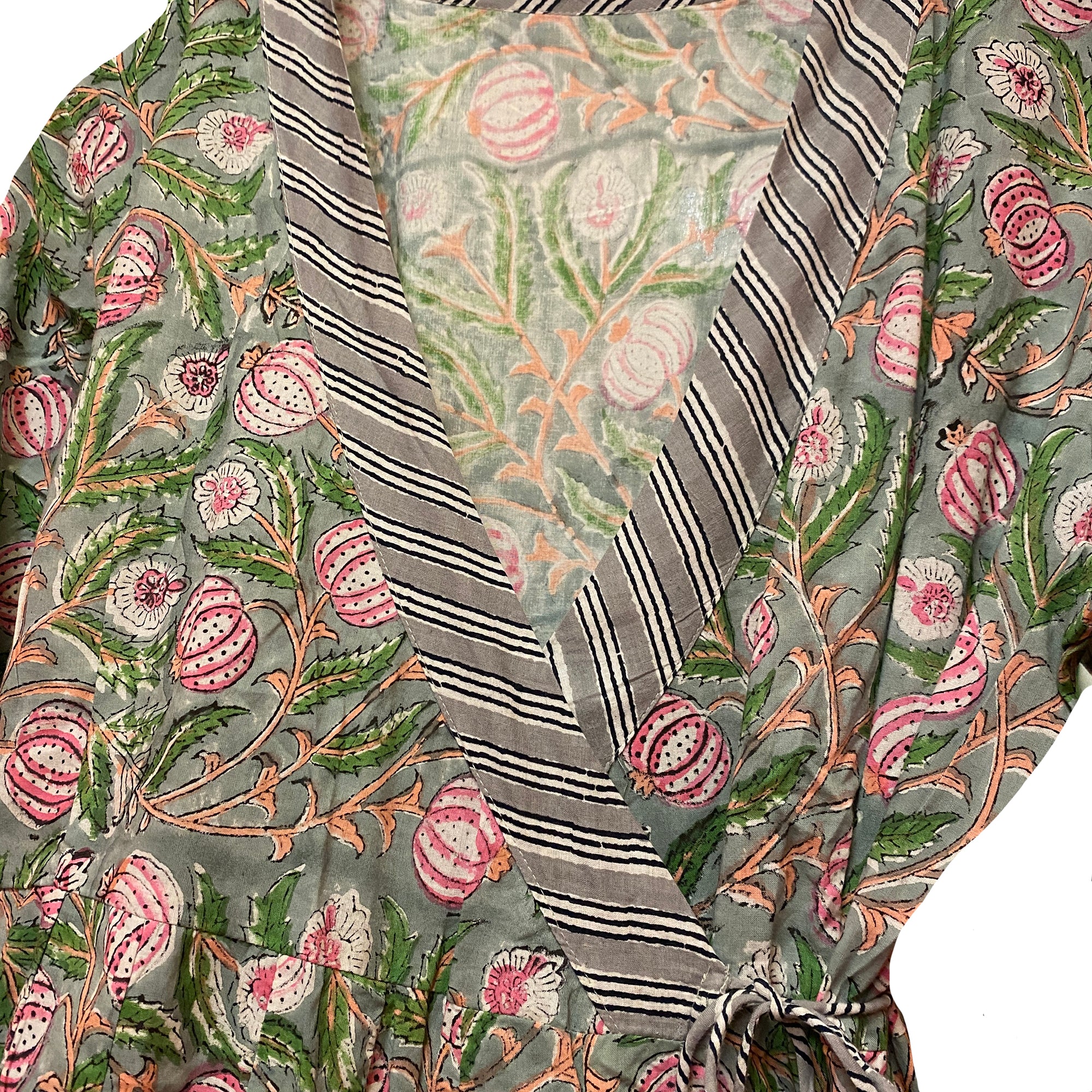 AR Blockprint Angrakha Wrap Dress-3 pattern choices - Vintage India NYC