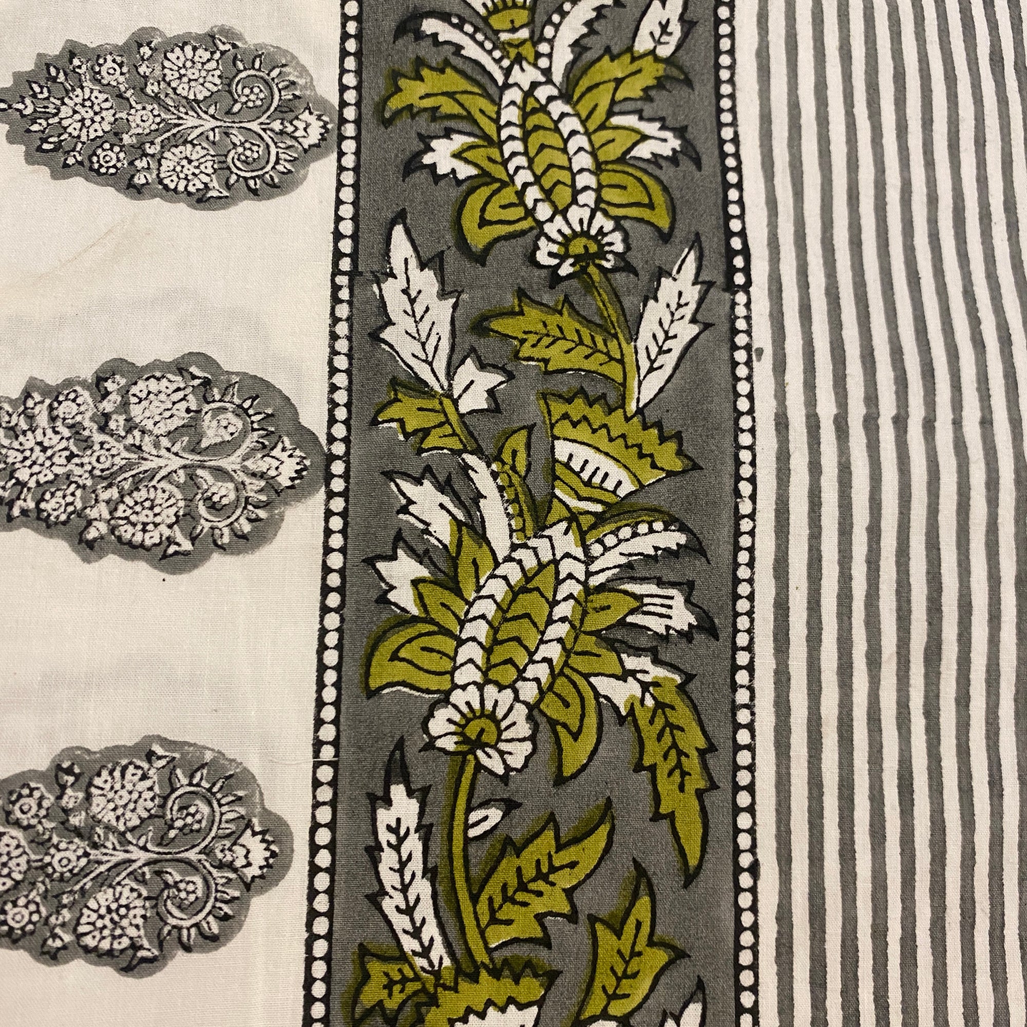 SC Grey Block Print Bed Cover - Vintage India NYC